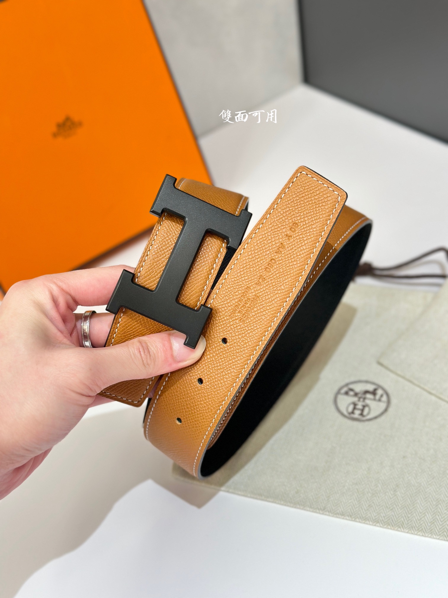 Picture [6]-H 5382 BELT BUCKLE & REVERSIBLE LEATHER STRAP 38MM-High Fake Bags