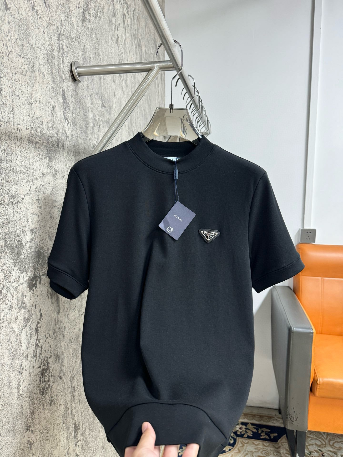 P460 Prada Prada 2024 latest fall and winter bottoming short-sleeved T-shirt Fabric selected Xinjiang long-staple cotton Gala wool Hand feeling soft and delicate S-2XL 178 140 pounds wear M Max wear 190 pounds