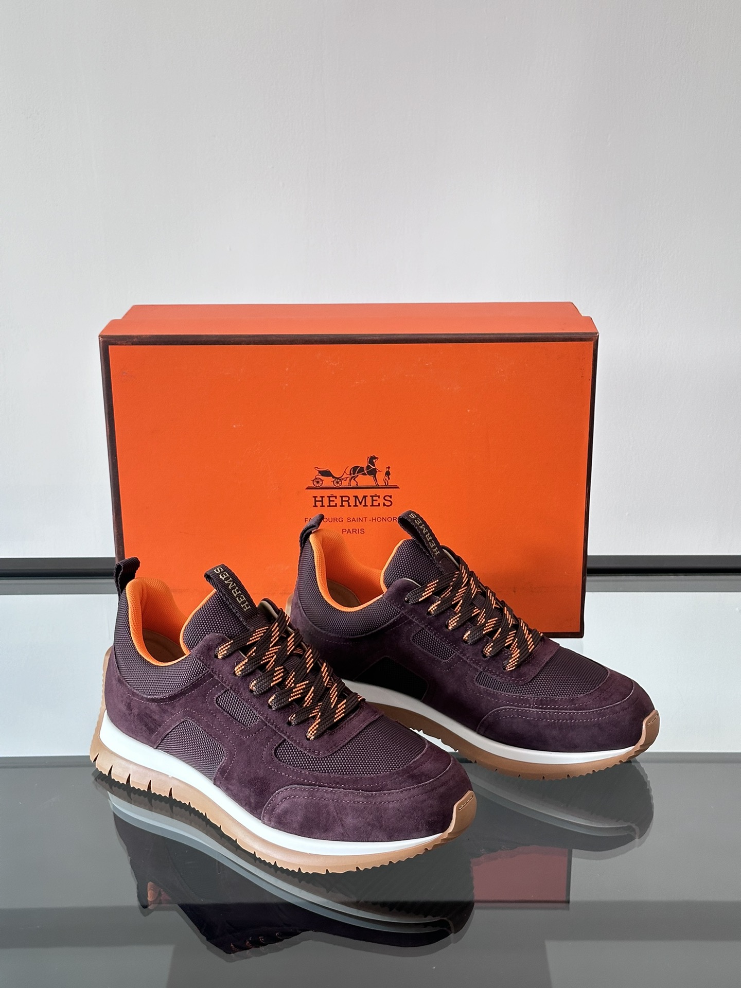 Picture [5]-Hermes sneakers upper calfskin and mesh patchwork to create an imported material texture full lightweight sole decorated with color clashing patterns to create a versatile fashion style P680 Size: 38-44 (45 customized)-High Faux Bags