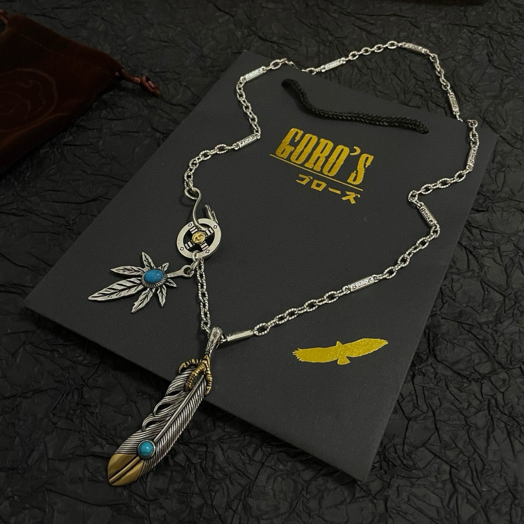 P290 new on the shelves Goro's Takahashi Goro Vintage Feather Pendant Classic Takahashi Necklace Recognize the exclusive shooting Mainly high-end market Definitely different from the ordinary version! Picture product details are consistent with ZP! The original production process crafted quality handmade ～ genuine open mold 💝 trend fashion must have both men and women can wear couples models with the same rock punk Thai silver style retro elements trendy with the same models on the official website ❤️