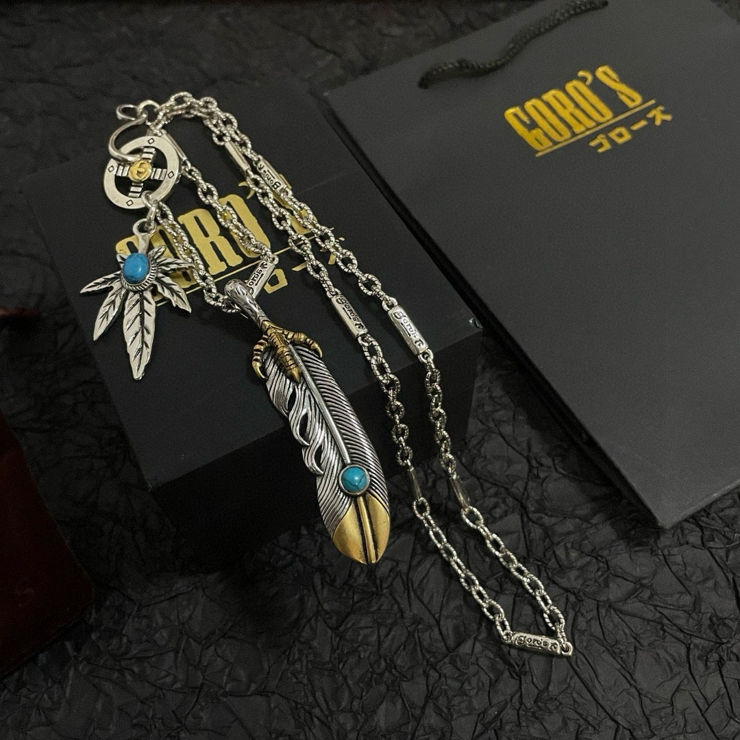 P290 new on the shelves Goro's Takahashi Goro Vintage Feather Pendant Classic Takahashi Necklace Recognize the exclusive shooting Mainly high-end market Definitely different from the ordinary version! Picture product details are consistent with ZP! The original production process crafted quality handmade ～ genuine open mold 💝 trend fashion must have both men and women can wear couples models with the same rock punk Thai silver style retro elements trendy with the same models on the official website ❤️