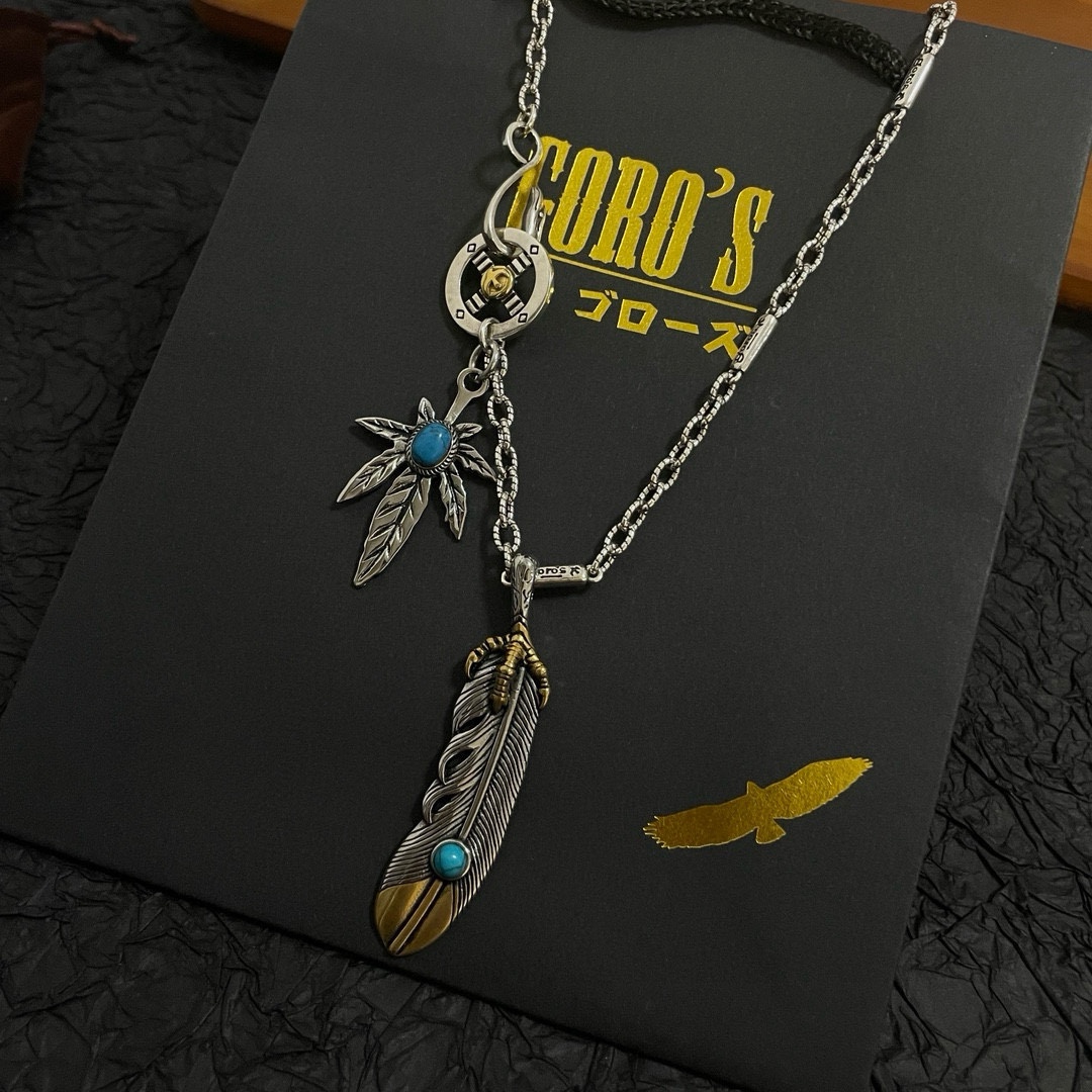 P290 new on the shelves Goro's Takahashi Goro Vintage Feather Pendant Classic Takahashi Necklace Recognize the exclusive shooting Mainly high-end market Definitely different from the ordinary version! Picture product details are consistent with ZP! The original production process crafted quality handmade ～ genuine open mold 💝 trend fashion must have both men and women can wear couples models with the same rock punk Thai silver style retro elements trendy with the same models on the official website ❤️