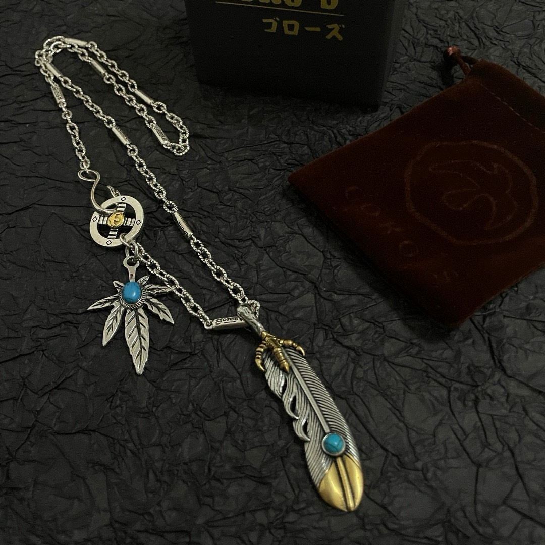 P290 new on the shelves Goro's Takahashi Goro Vintage Feather Pendant Classic Takahashi Necklace Recognize the exclusive shooting Mainly high-end market Definitely different from the ordinary version! Picture product details are consistent with ZP! The original production process crafted quality handmade ～ genuine open mold 💝 trend fashion must have both men and women can wear couples models with the same rock punk Thai silver style retro elements trendy with the same models on the official website ❤️