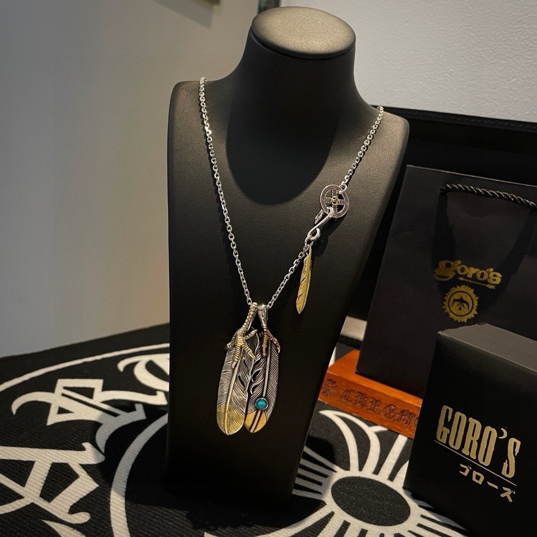 P290 new on the shelves Goro's Takahashi Goro Vintage Feather Pendant Classic Takahashi Necklace Recognize the exclusive shooting Mainly high-end market Definitely different from the ordinary version! Picture product details are consistent with ZP! The original production process crafted quality handmade ～ genuine open mold 💝 trend fashion must have both men and women can wear couples models with the same rock punk Thai silver style retro elements trendy with the same models on the official website ❤️
