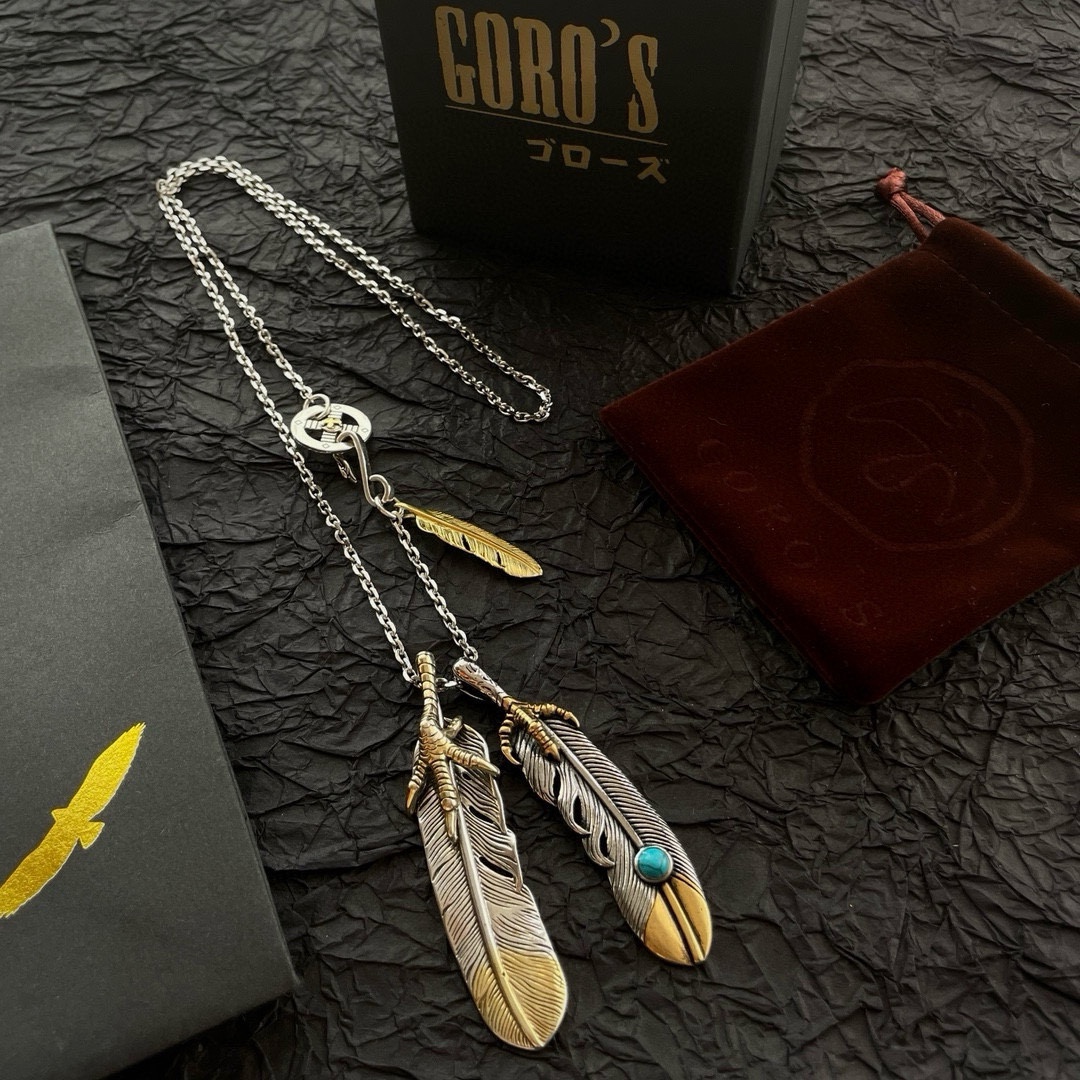 P290 new on the shelves Goro's Takahashi Goro Vintage Feather Pendant Classic Takahashi Necklace Recognize the exclusive shooting Mainly high-end market Definitely different from the ordinary version! Picture product details are consistent with ZP! The original production process crafted quality handmade ～ genuine open mold 💝 trend fashion must have both men and women can wear couples models with the same rock punk Thai silver style retro elements trendy with the same models on the official website ❤️