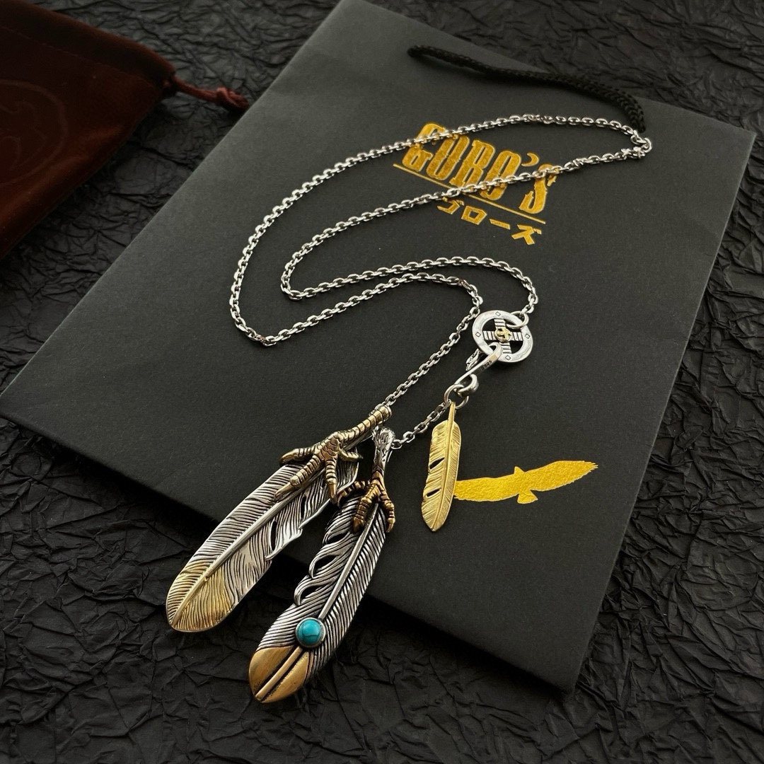 P290 new on the shelves Goro's Takahashi Goro Vintage Feather Pendant Classic Takahashi Necklace Recognize the exclusive shooting Mainly high-end market Definitely different from the ordinary version! Picture product details are consistent with ZP! The original production process crafted quality handmade ～ genuine open mold 💝 trend fashion must have both men and women can wear couples models with the same rock punk Thai silver style retro elements trendy with the same models on the official website ❤️