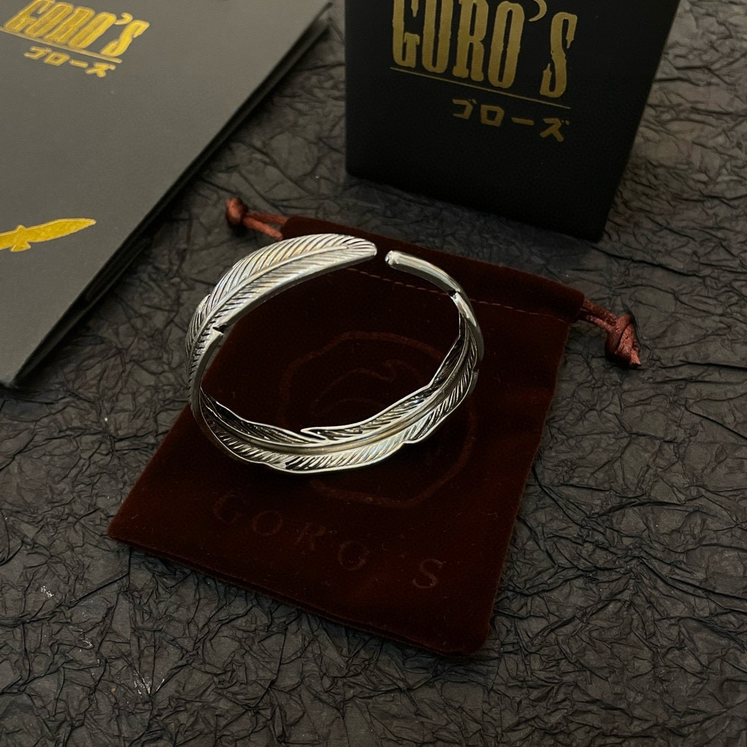 PP210 New on the shelves Goro's Takahashi Goro Vintage Feather Bracelet Recognize the exclusive shooting Mainly high-end market Definitely different from the ordinary version! Picture product details are consistent with ZP! The original production process craftsmanship quality handmade ～ genuine open mold 💝 trend fashion essential men and women can wear couples models with the same rock punk Thai silver style retro elements trendy with the same models official website ❤️