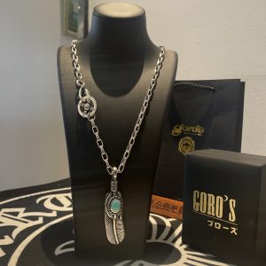 PP260 New on the shelves Goro's Takahashi Goro Turquoise Feather Pendant Takahashi Ring Clasp Necklace Recognized Exclusive shooting main high-end market Racer / ins / Xiaohongshu popular models absolutely different from the ordinary version! Picture product details are consistent with ZP! The original production process crafted quality handmade ～ authentic open mold 💝 trend fashion essential men and women can wear couples models with the same rock punk Thai silver style retro elements trendy with the same models official website ❤️ - high imitation factory