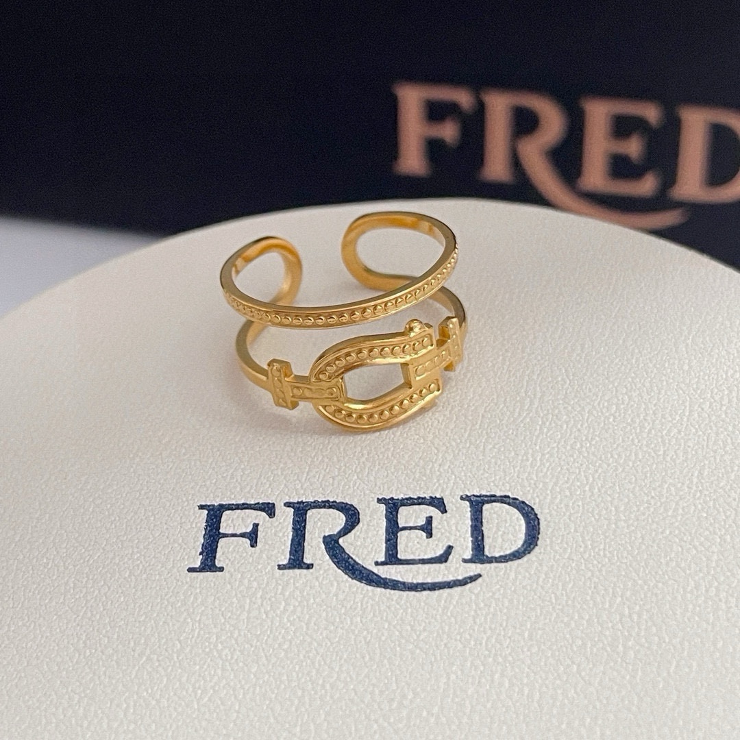 P140 ❤ fire 🎉 🎉 𝗙𝗥𝗘𝗗 Ferret open-ended ring classic versatile Netroids fashion family must-have items fashion exquisite 1:1 pair of customized thickened plating 18k craft gold / silver