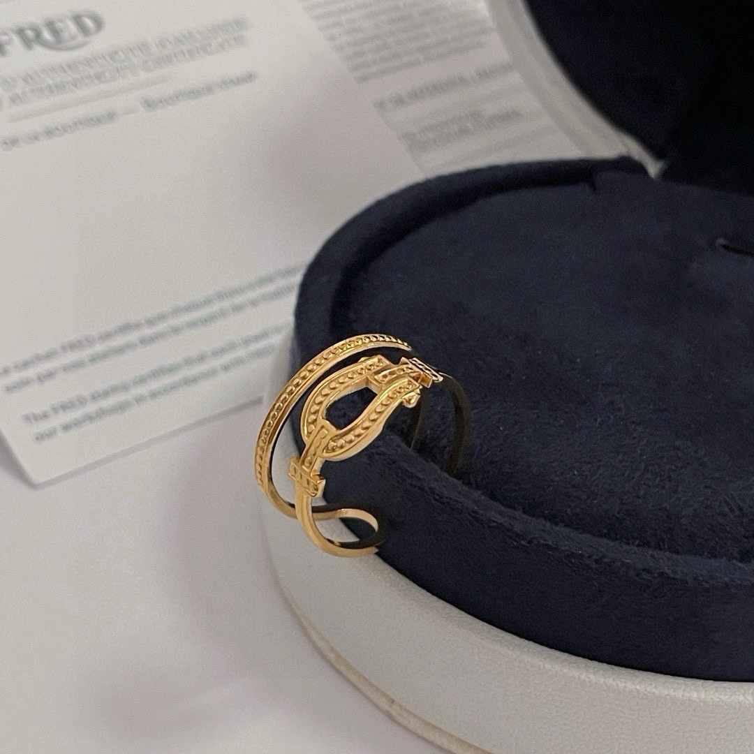 Picture [2]-P140 ❤Fire 🎉 🎉 𝗙𝗥𝗘𝗗 Ferret open-ended ring classic versatile NetroStar fashion a family of must-have items fashionable and exquisite 1:1 pair of customized thickened electroplating 18k craft gold / silver - high imitation Bags