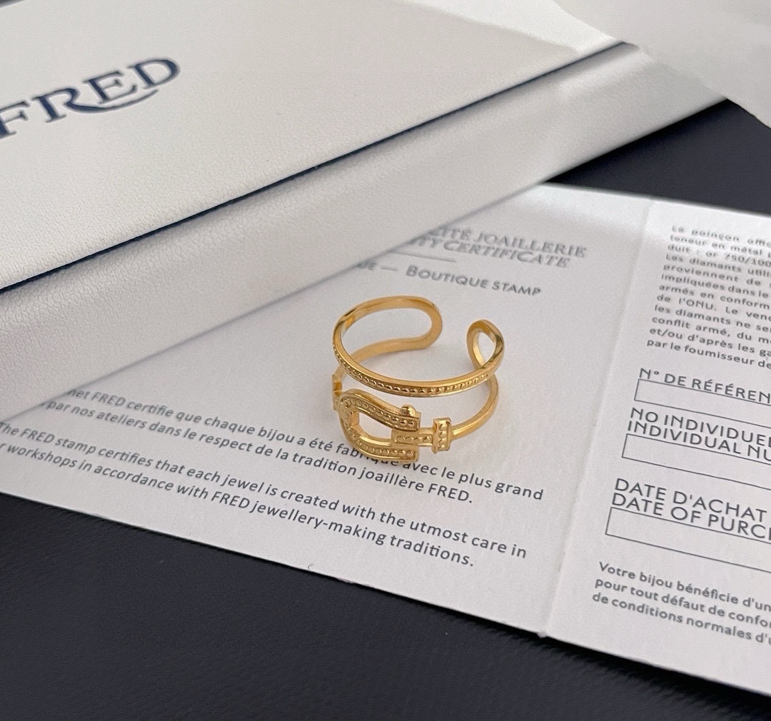 Picture [5]-P140 ❤Fire 🎉 🎉 𝗙𝗥𝗘𝗗 Ferret open ring classic versatile NetroStar fashion a family of people to prepare a must-have single item of fashionable and exquisite 1:1 pair of version of the customized thickened electroplating 18k process gold / silver - high imitation Bags