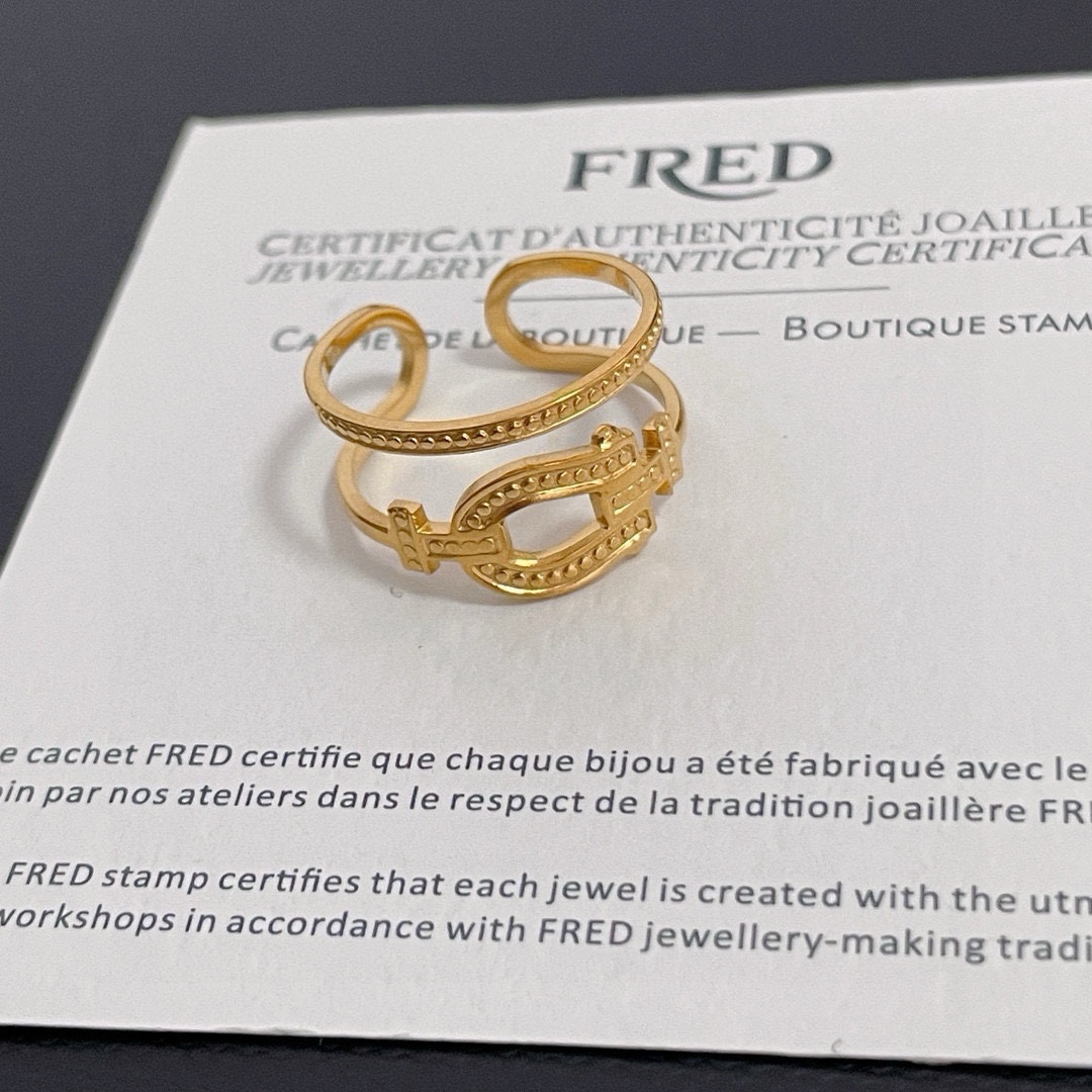 Picture[3]-P140 ❤Fire 🎉 🎉 𝗙𝗥𝗘𝗗 Ferret open-ended ring classic versatile NetroStar fashion a family of must-have items fashionable and exquisite 1:1 pair of customized thickened electroplating 18k craft gold / silver - high imitation Bags