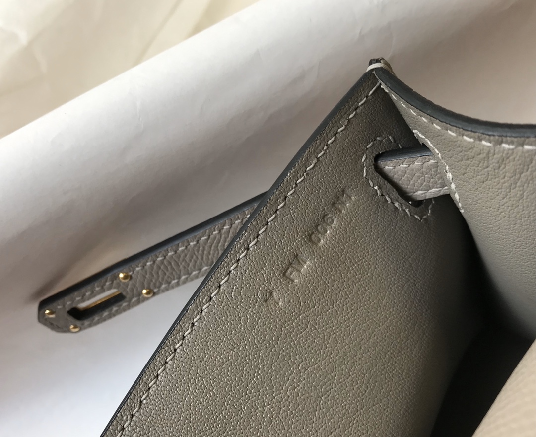 Picture [8]-Hermes Mini Kelly Pouchette🤩 Commonly known as kelly generation along with the most classic leather Epsom teacher master semi-hand-stitched imported all-steel hardware to give you a comparable to the counter quality🤩 real 22Cm asphalt gray 11110000 🤩-high imitation bags