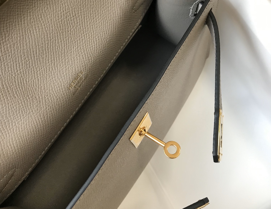 Picture [9]-Hermes Mini Kelly Pouchette🤩 Commonly known as kelly generation along with the most classic leather Epsom master semi-hand-stitched imported all-steel hardware to give you a comparable counter quality 🤩 real shot 22Cm asphalt gray 11110000 🤩-high imitation bags