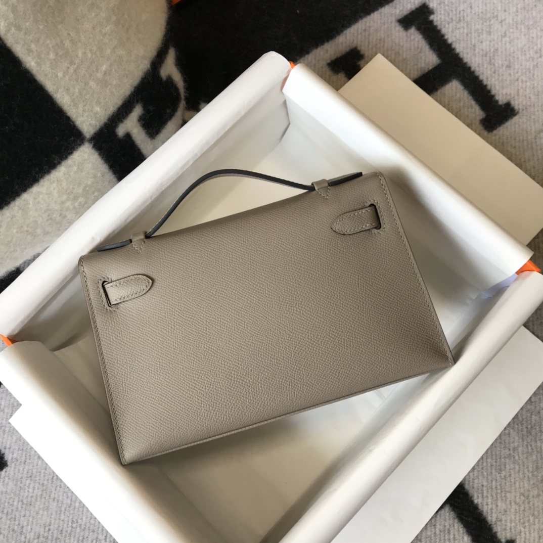 Picture [2]-Hermes Mini Kelly Pouchette🤩 Commonly known as kelly generation along with the most classic leather Epsom master semi-hand-stitched imported all-steel hardware to give you a comparable counter quality 🤩 real 22Cm asphalt gray 11110000 🤩-high imitation bags