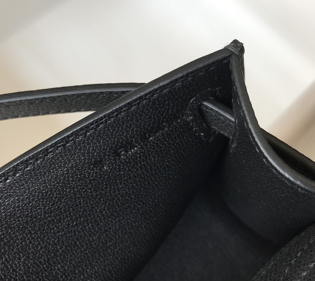 Picture [8]-Hermes Mini Kelly Pouchette🤩 Commonly known as kelly generation along with the most classic leather Epsom teacher master semi-hand-stitched imported all-steel hardware to give you a comparable to the quality of the counter 🤩 real 22Cm black silver 11110000 🤩-high imitation bags
