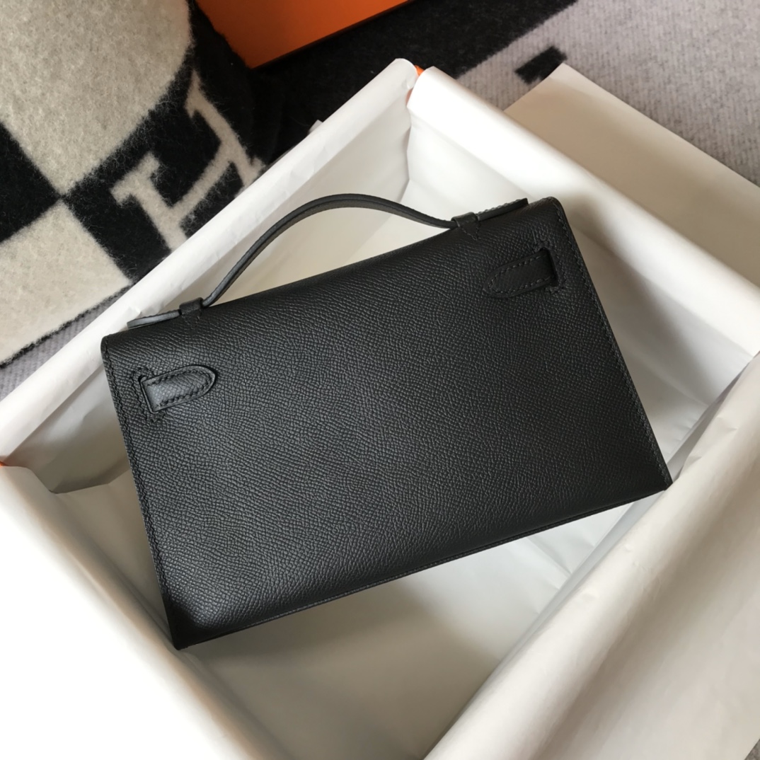 Picture [5]-Hermes Mini Kelly Pouchette🤩 Commonly known as kelly generation along with the most classic leather Epsom master semi-hand-stitched Imported all-steel hardware to give you a comparable to the counter quality🤩 real 22Cm black silver 11110000 🤩-high imitation bags