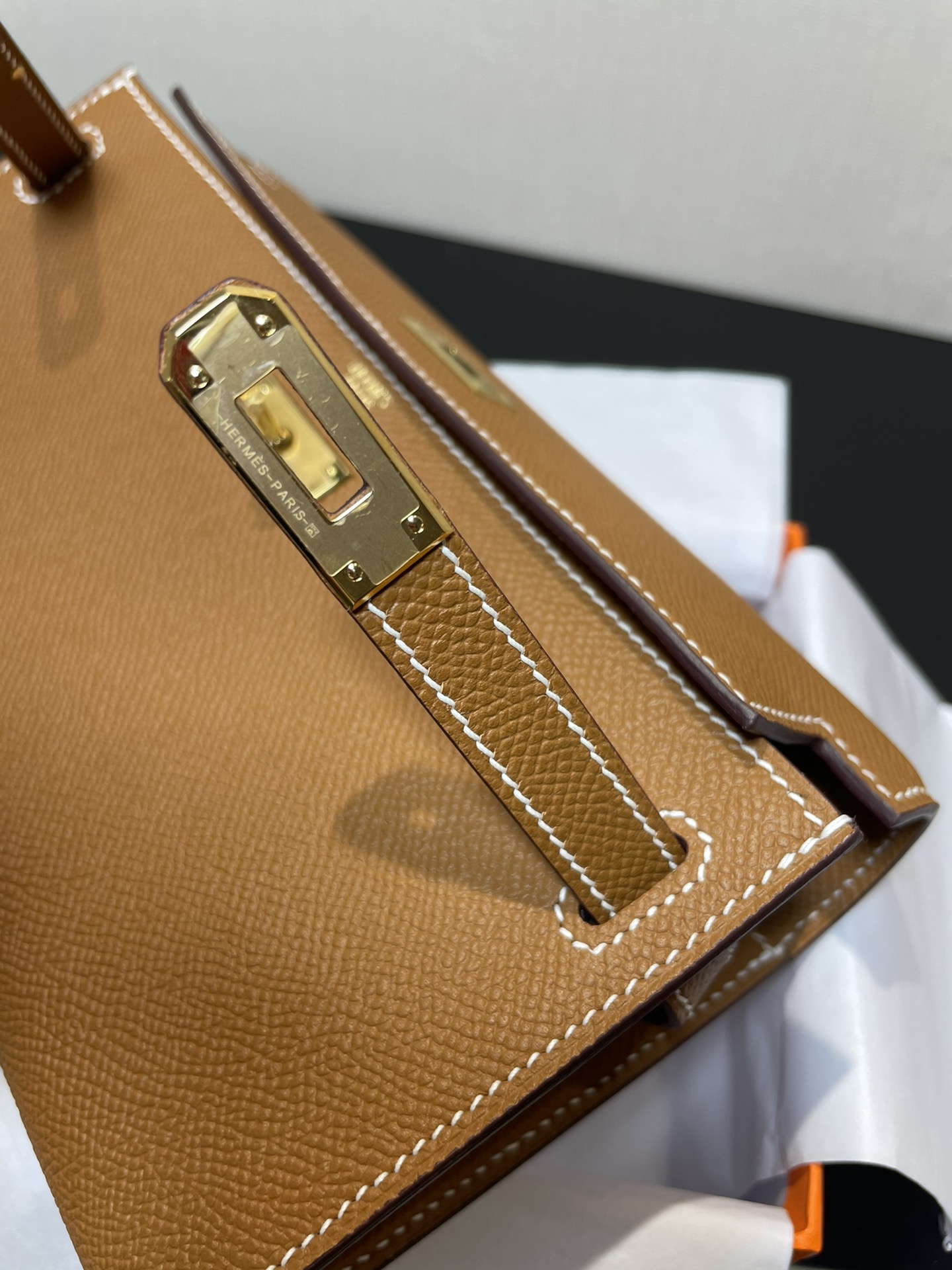 Picture [6]-Kelly woc Gold Brown Gold Buckle Imported Epsom-High Fake Bags