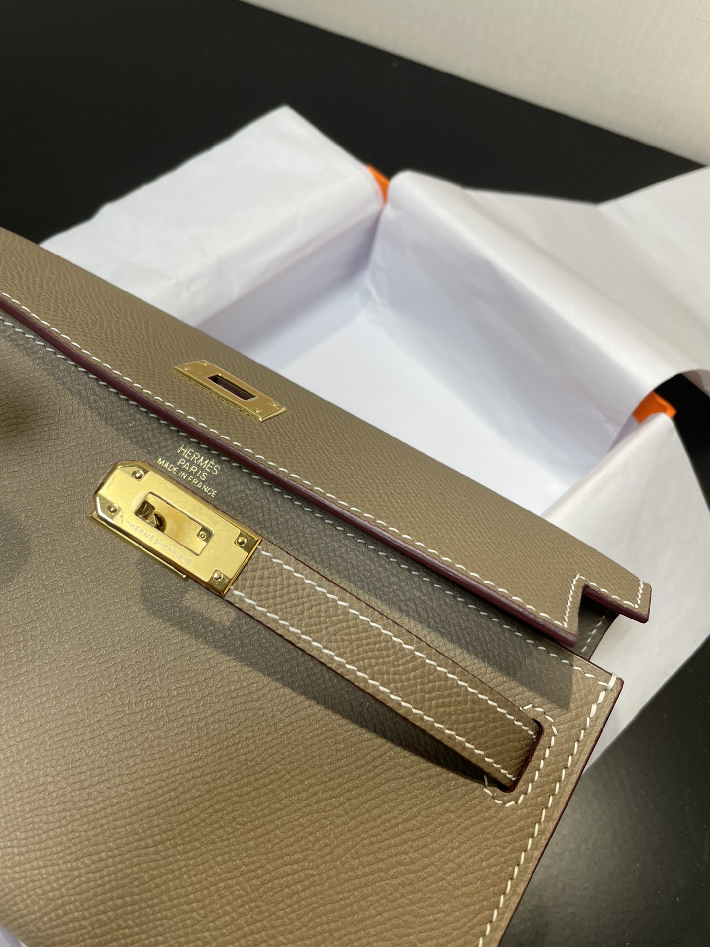 Picture [6]-Kelly woc elephant gray gold buckle imported Epsom-high replica bags