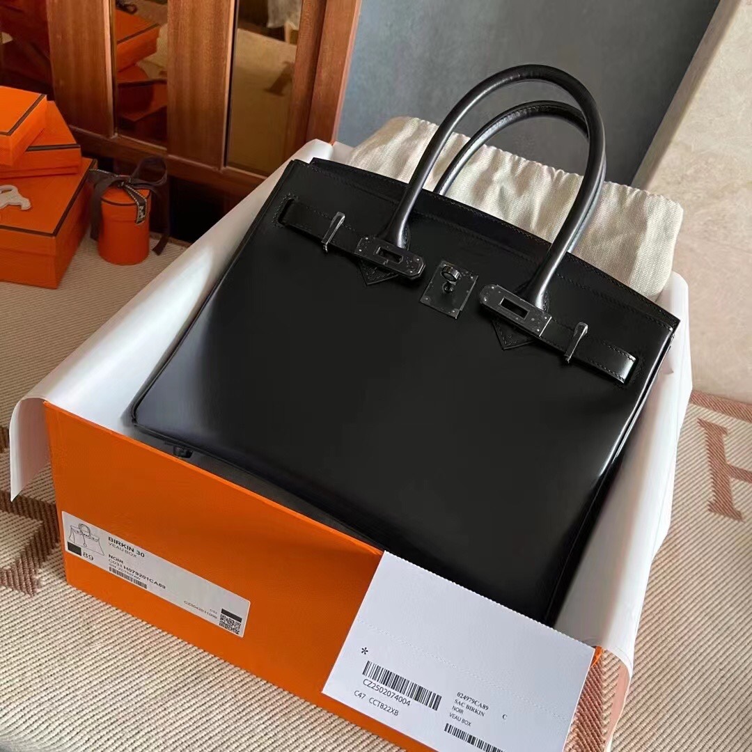 图片[4]-Birkin 30 顶级原厂Box皮 Nior 89黑色 黑扣～-高仿包包