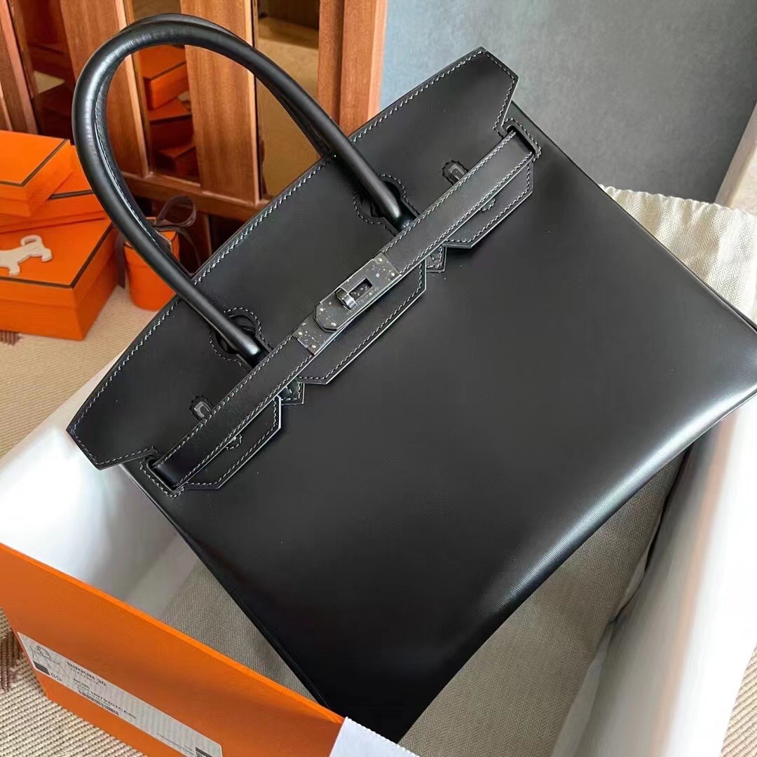图片[2]-Birkin 30 顶级原厂Box皮 Nior 89黑色 黑扣～-高仿包包
