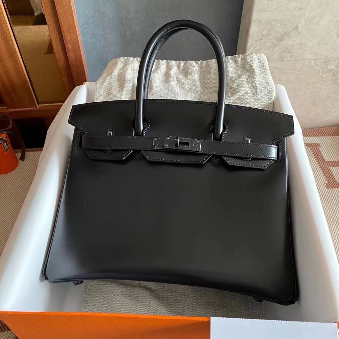 Birkin 30 顶级原厂Box皮 Nior 89黑色 黑扣～-高仿包包