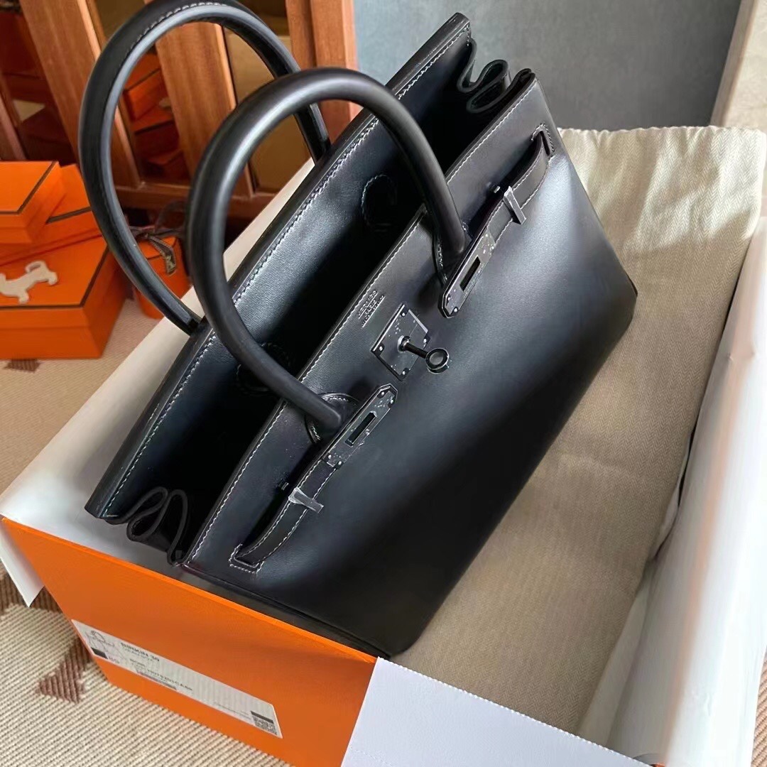 图片[9]-Birkin 30 顶级原厂Box皮 Nior 89黑色 黑扣～-高仿包包