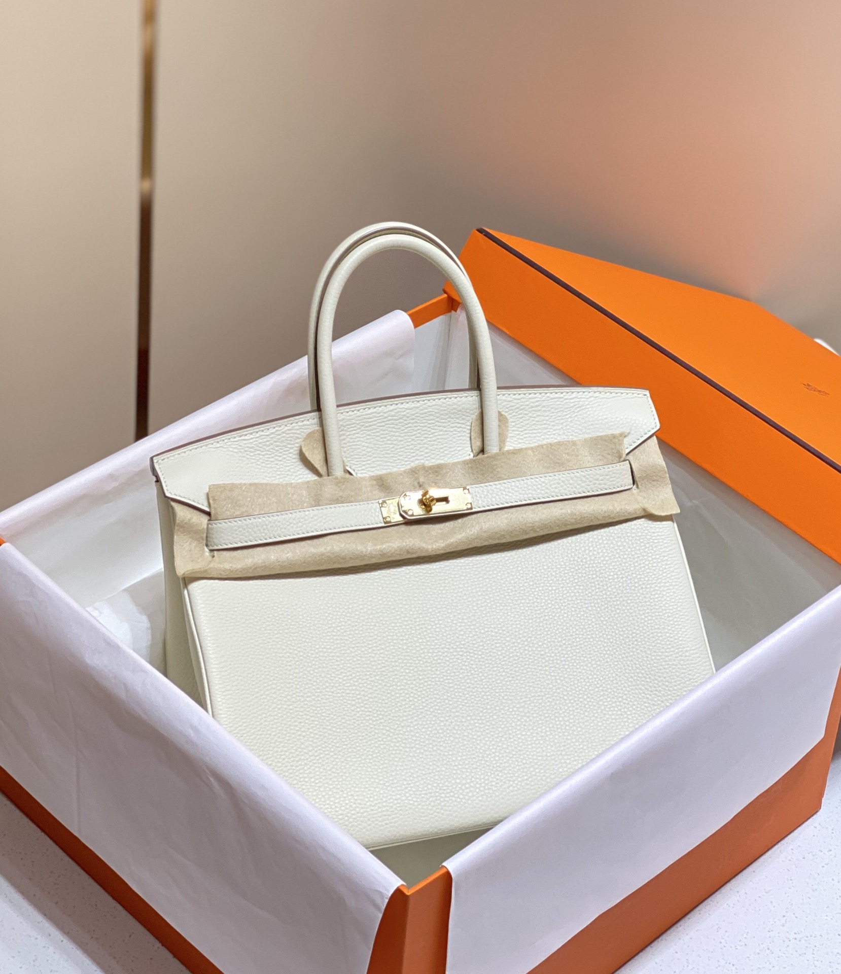 Picture [1] - 'Platinum' ʜᴇʀᴍᴇs ʙɪʀᴋɪɴ 30/25𝕔𝕞 Gentle light color. ▫️ the main color scheme.Togo ➕ ➕ all steel hardware ➕ comparable to hand-sewn biker version Actual 30cm 9898090-High Faux Bags