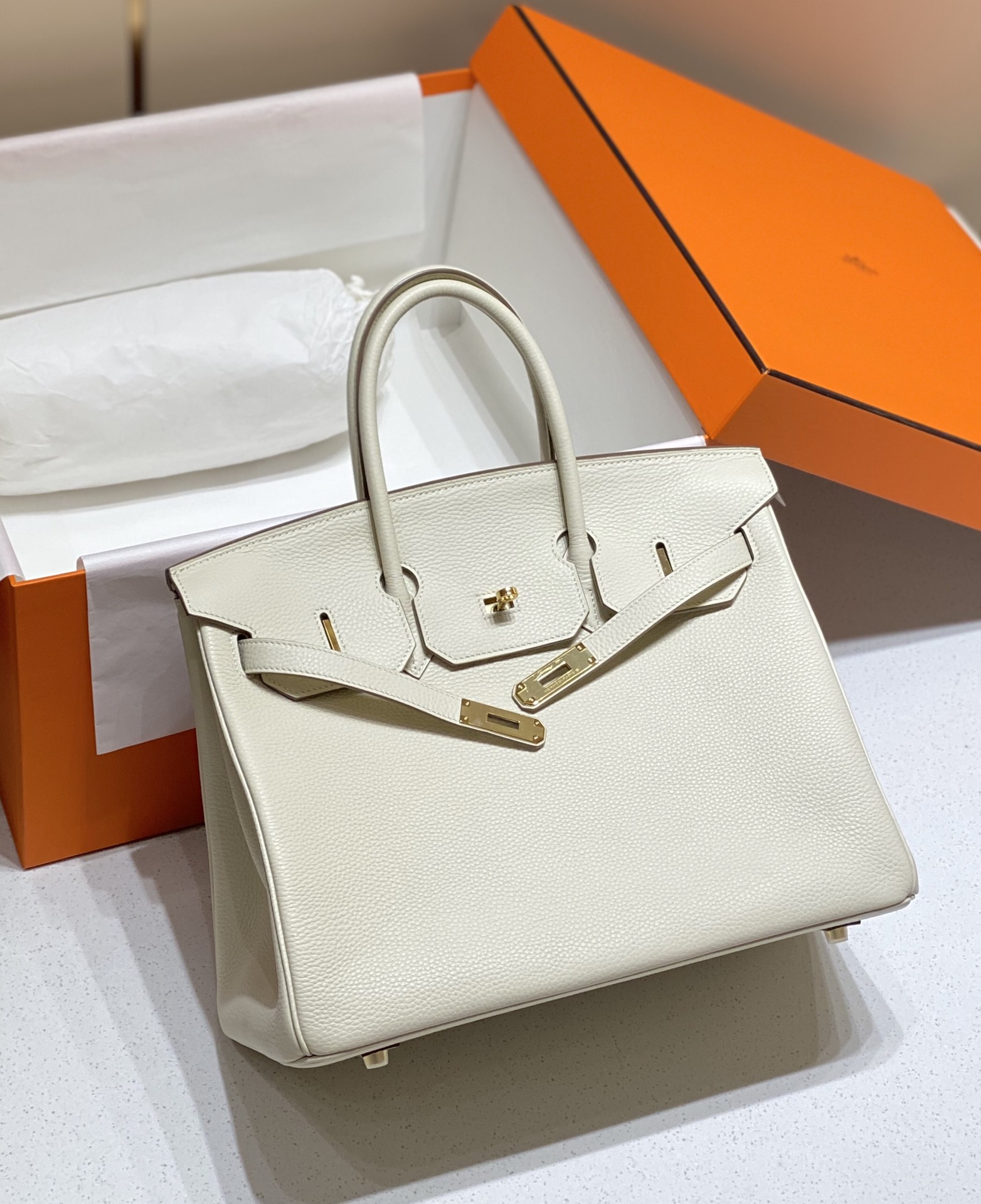Image [3] - 'Platinum' ʜᴇʀᴍᴇs ʙɪʀᴋɪɴ 30/25𝕔𝕞 Gentle light color. ▫️ the main color scheme.Togo ➕ ➕ full steel hardware ➕ comparable to hand-sewn biker version Actual 30cm 9898090-High Faux Bags