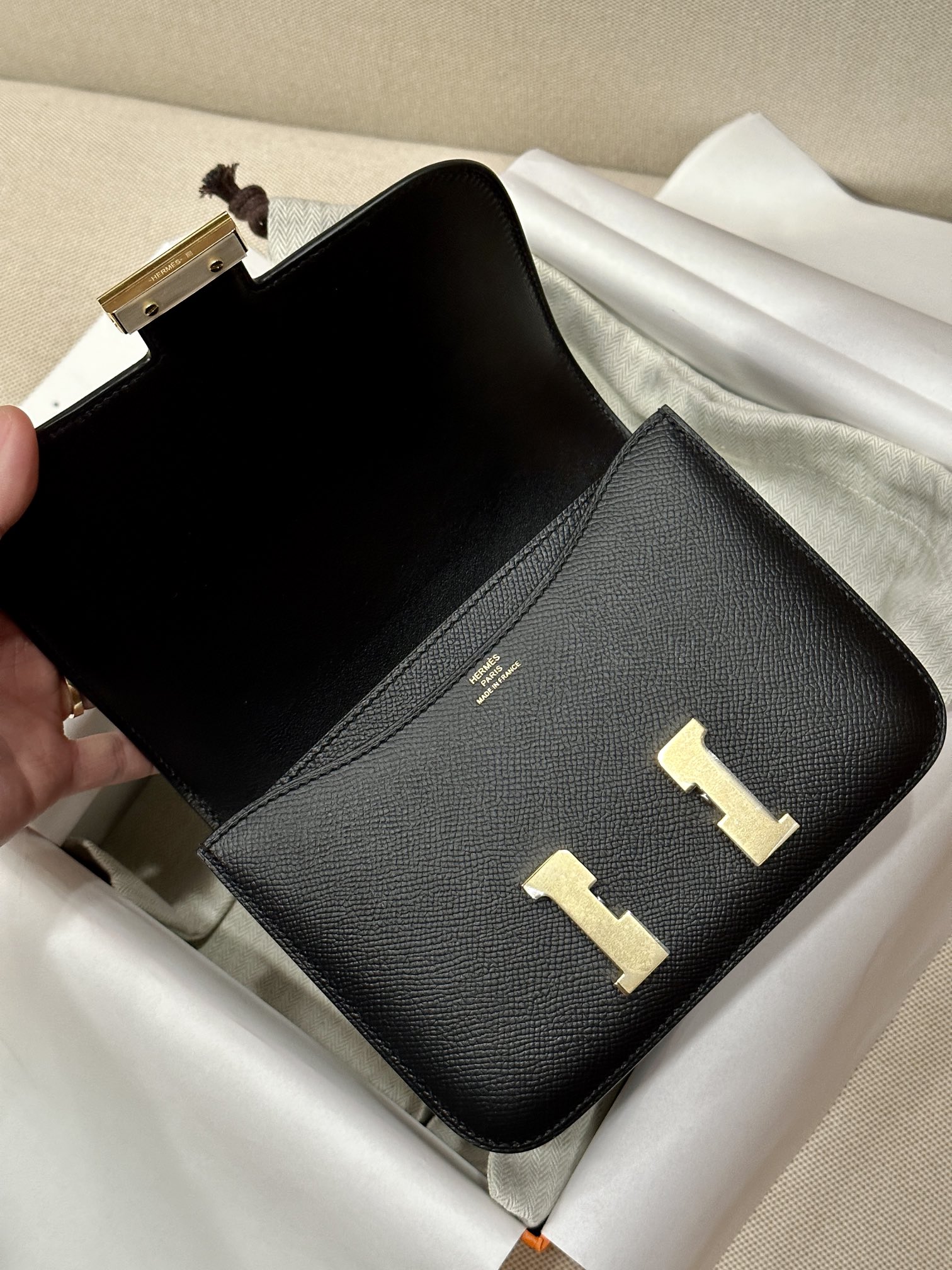 图片[5]-Constance康康19cm 黑色 Epsom 掌纹皮 金扣-高仿包包