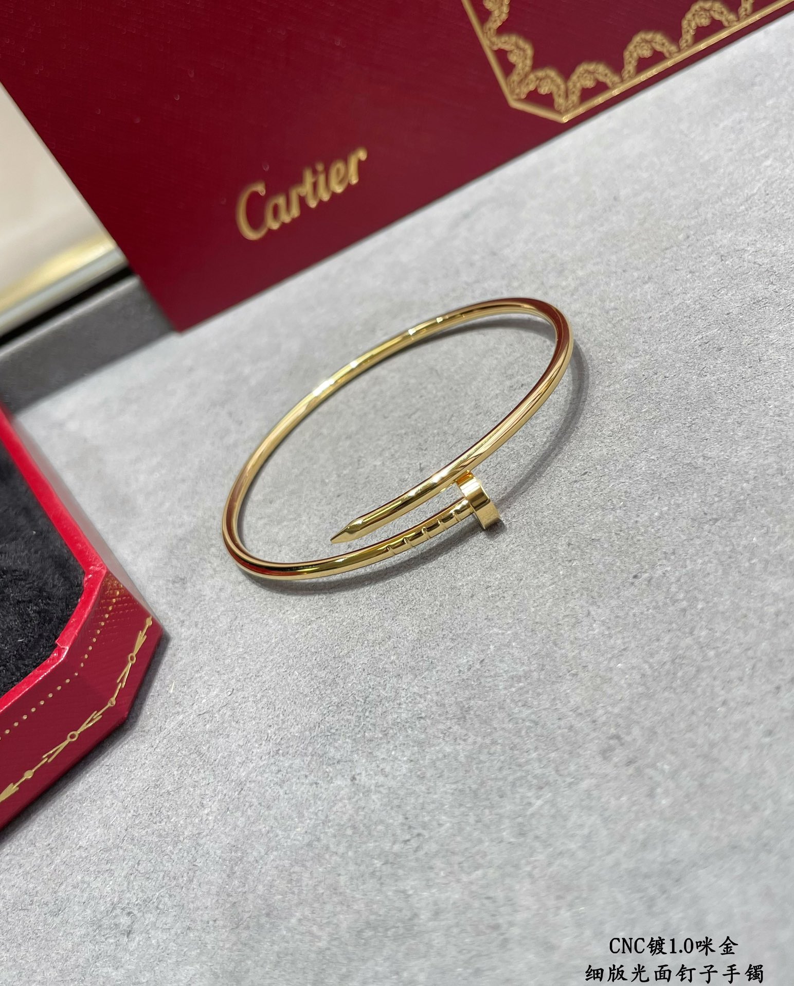 Picture [6]-p290 V gold plated mimic gold Size: 16.17 CNC pair version Cartier fine version of glossy hollow tube studded bracelet three color Qi - high imitation bags