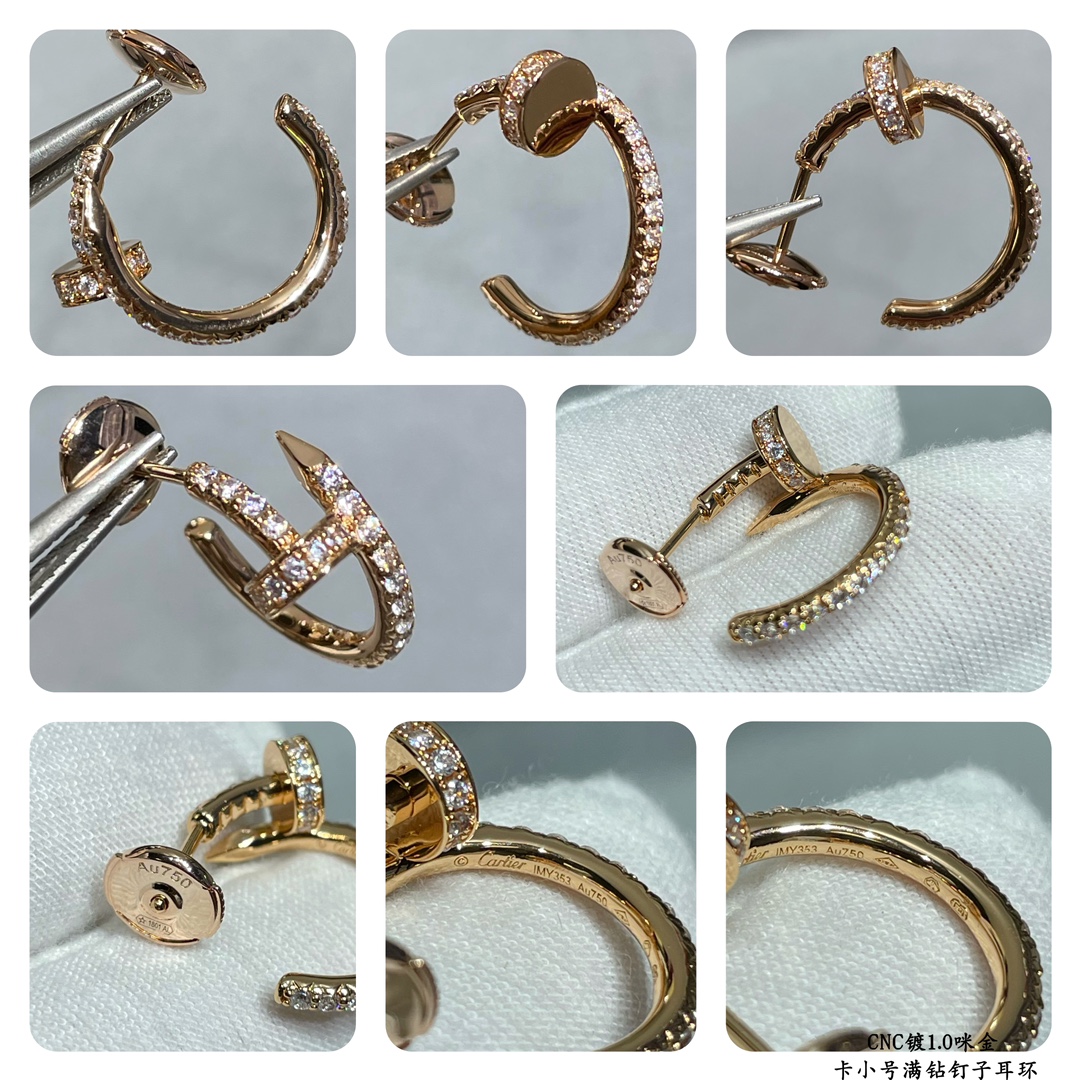 Picture [9]-p190V gold material Cartier CNC full of diamonds small nail earrings according to the 18K real gold goods to build micro-setting process typing foreign orders to see the details of the workmanship is very to stand by Exclusive 😘 😘 😘 😘 seconds to kill all versions of the market ✨ atmospheric versatile ✨ ✨✨✨✨✨✨✨✨✨✨ - high quality imitation bags