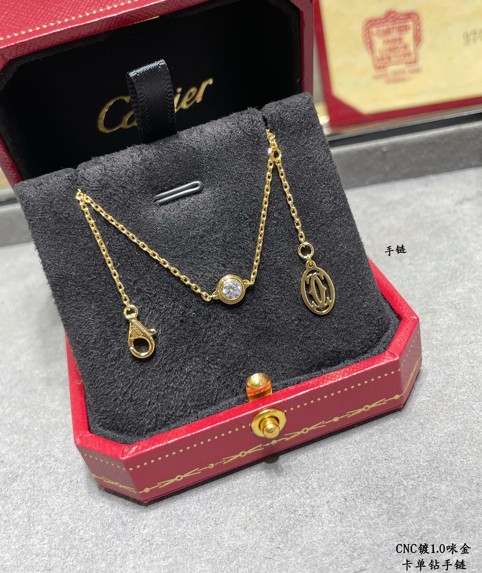 Picture [4]-p140V gold plated imitation gold Cartier single diamond bracelet classic production Small jewelry can bring out the atmosphere of fresh temperament Add the original small tag is not the market ordinary version-High Faux Bags