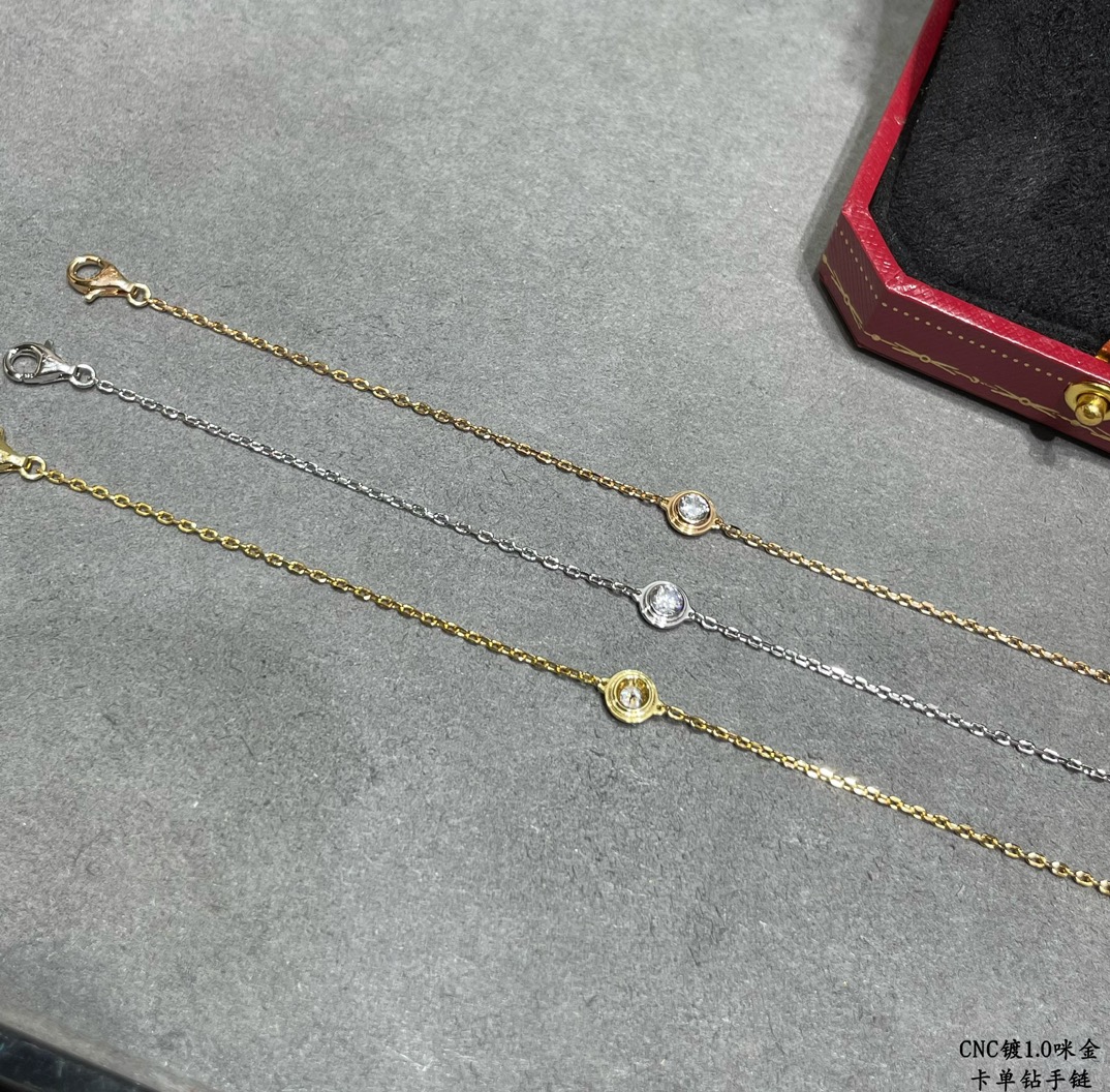 Picture [9]-p140V gold plated imitation gold Cartier single diamond bracelet classic production Small jewelry can bring out the atmosphere of fresh temperament Add the original small tag Not the market ordinary version-High Faux Bags