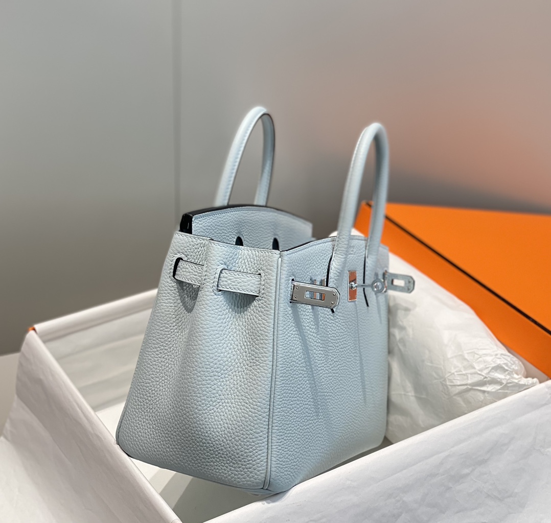 Picture [4]-𝑫𝒓𝒆𝒂𝒎 𝒃𝒂𝒈 New color | Chalice Blue🪞 I believe that even people who are not interested in fashion should know the name of Birkin Bag 🥂. And in many luxury bags in the highest frequency of appearances and the most eye-catching is the Hermes platinum bag 〰️ Real 25cm 9292090-High Faux Bags
