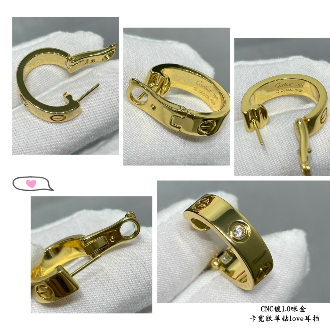 p270V gold Cartier Cartier CNC wide version of the single diamond LOVE ear pat classic 👄 classic Cartier love series the most classic models need not be introduced Germany imported high-end Three colors can be selected