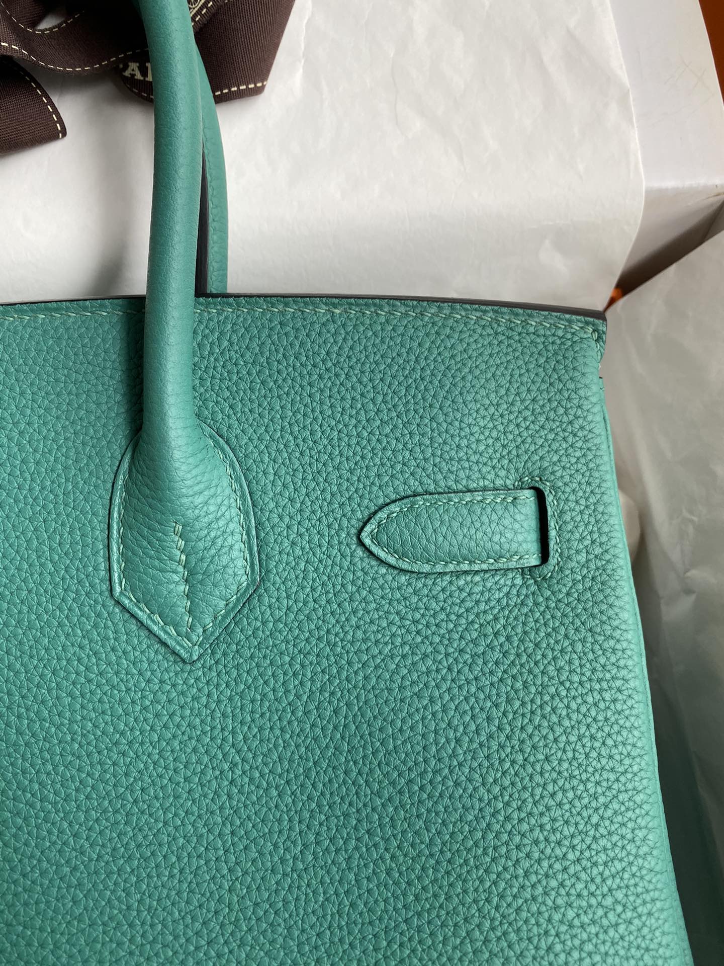图片[4]-手缝👉Birkin 30cm 进口Togo皮 孔雀蓝 银扣-高仿包包