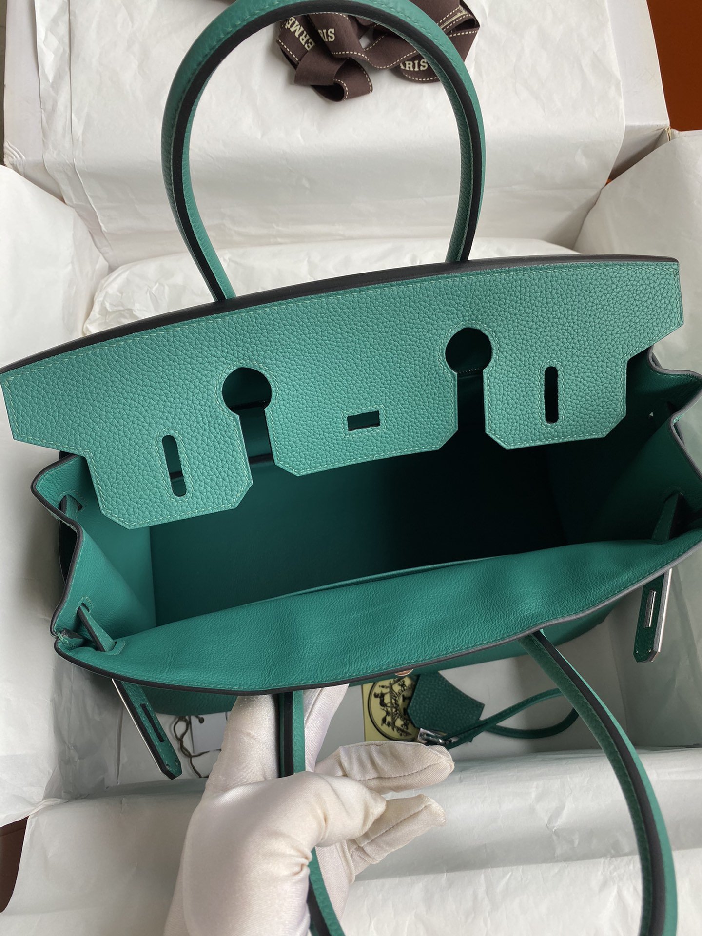 图片[7]-手缝👉Birkin 30cm 进口Togo皮 孔雀蓝 银扣-高仿包包