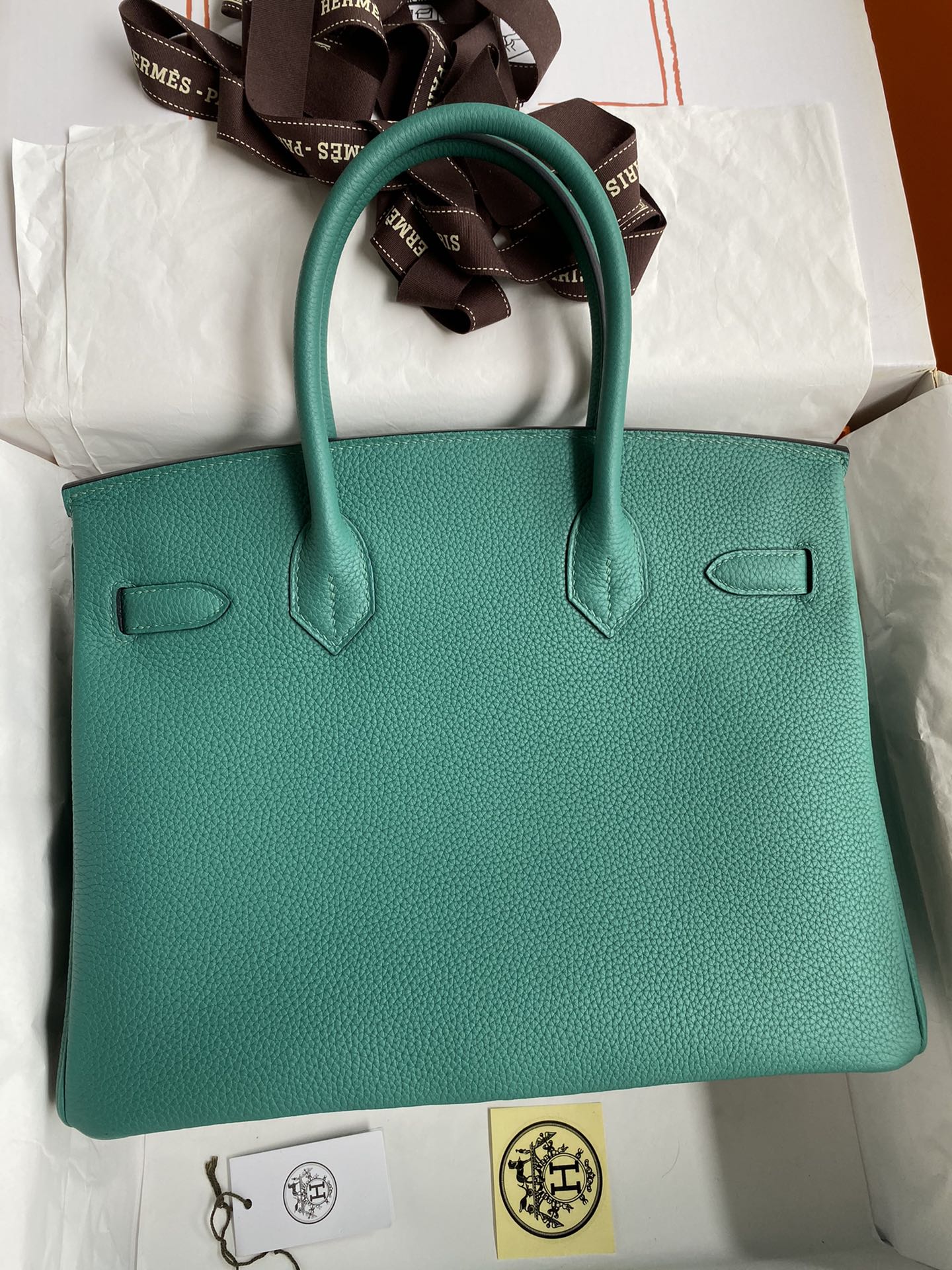 图片[2]-手缝👉Birkin 30cm 进口Togo皮 孔雀蓝 银扣-高仿包包