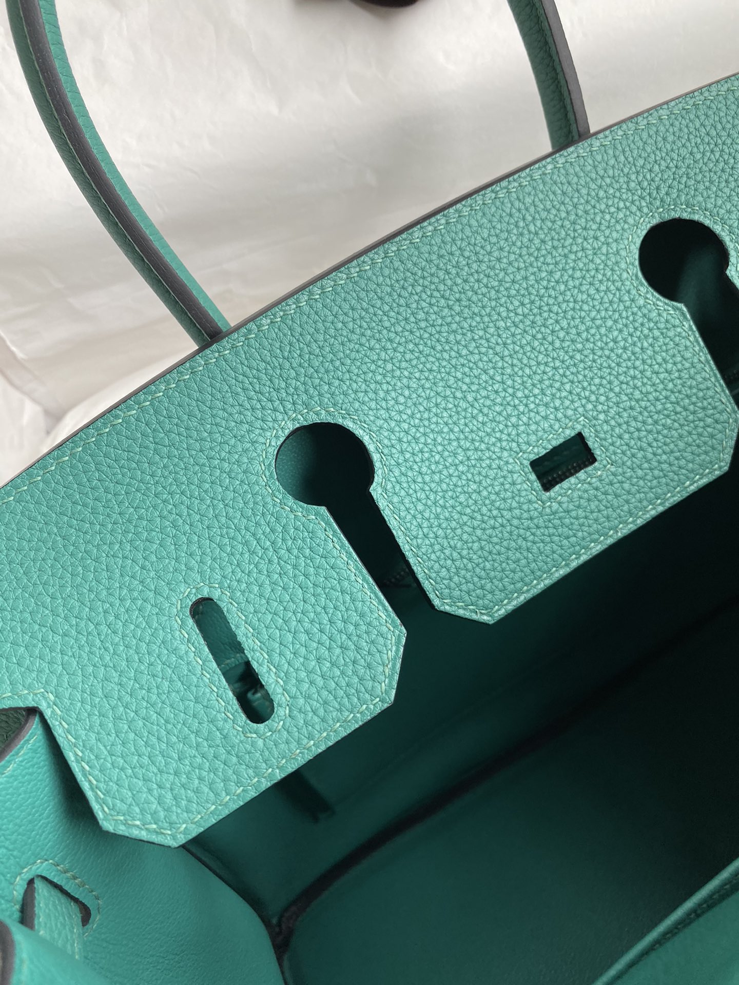图片[8]-手缝👉Birkin 30cm 进口Togo皮 孔雀蓝 银扣-高仿包包