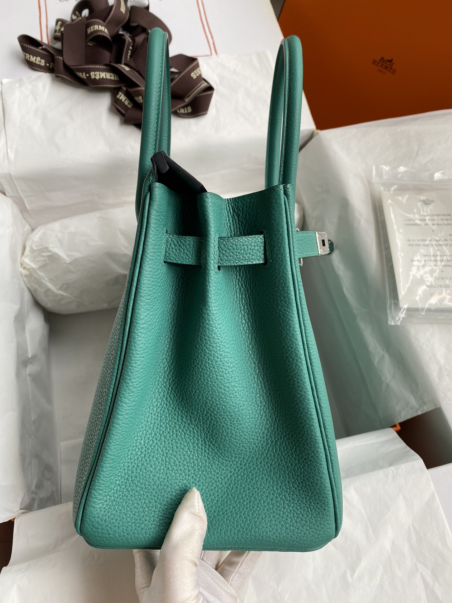 图片[5]-手缝👉Birkin 30cm 进口Togo皮 孔雀蓝 银扣-高仿包包