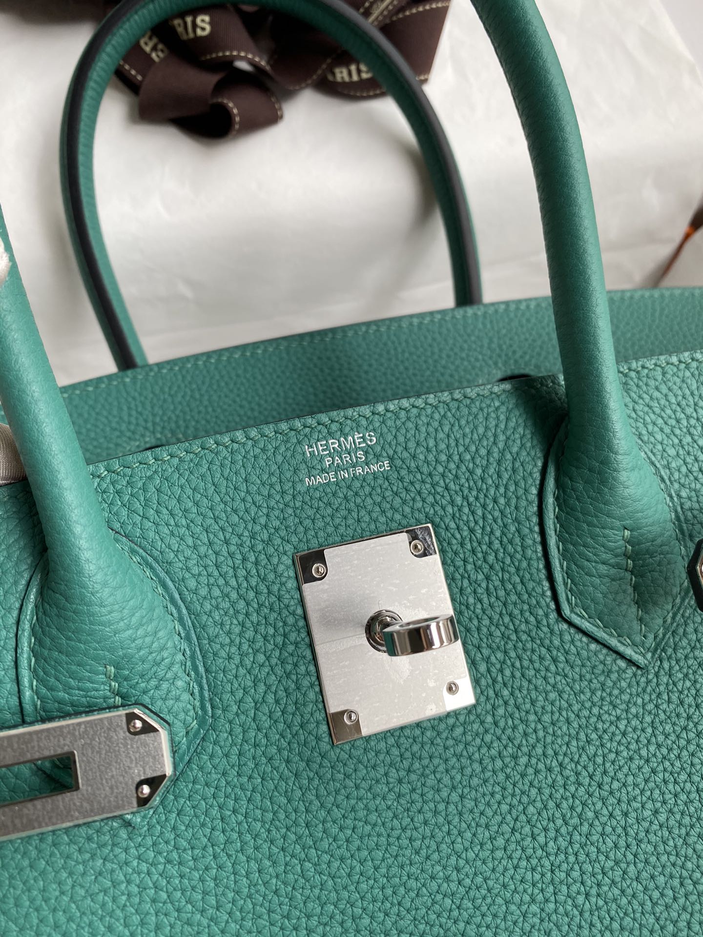 图片[6]-手缝👉Birkin 30cm 进口Togo皮 孔雀蓝 银扣-高仿包包