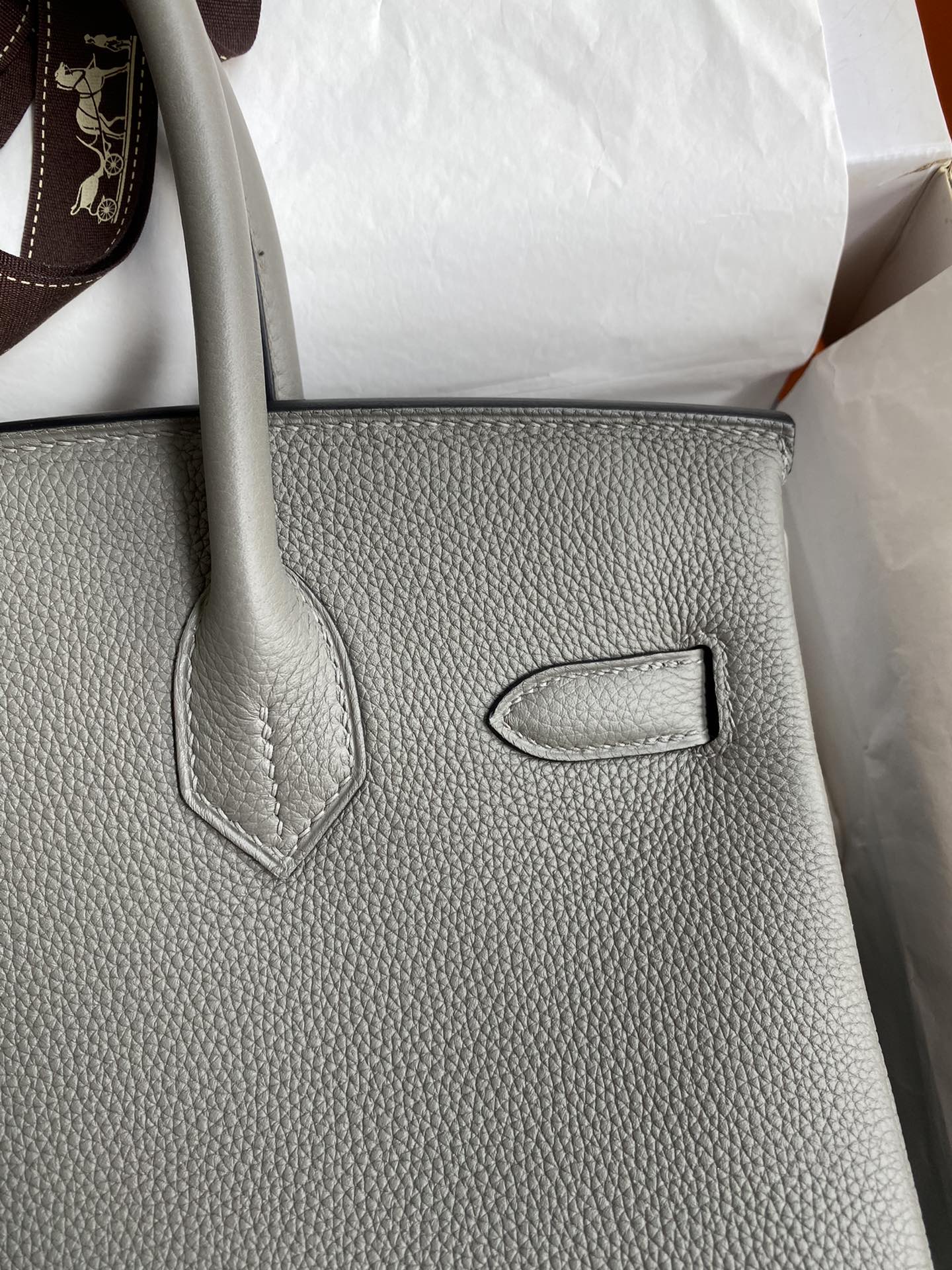 图片[4]-手缝👉Birkin 30cm 进口Togo皮 积雨云灰 金扣-高仿包包