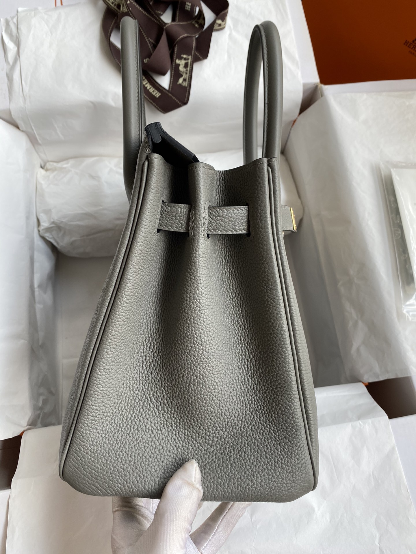 图片[5]-手缝👉Birkin 30cm 进口Togo皮 积雨云灰 金扣-高仿包包