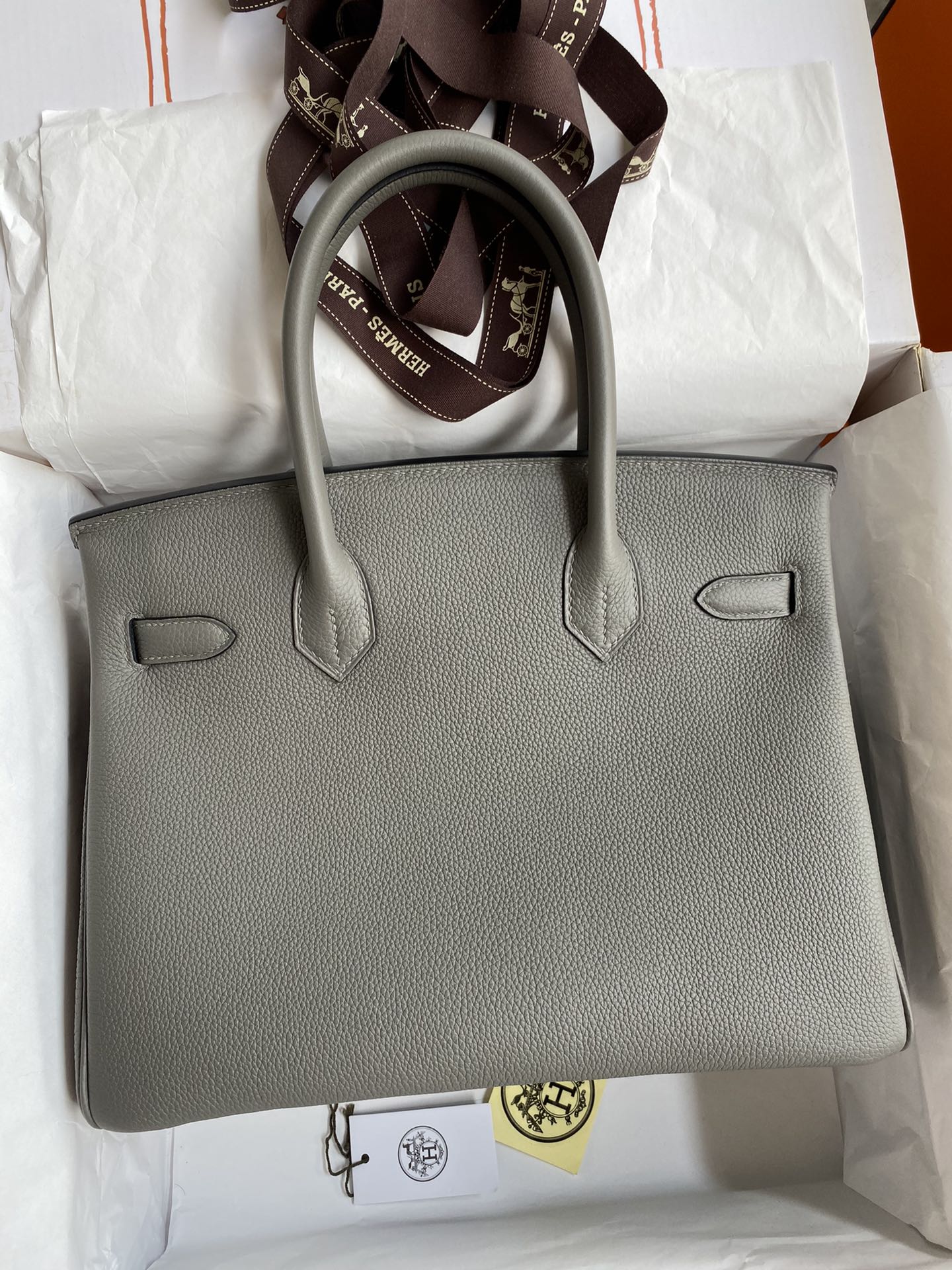 图片[2]-手缝👉Birkin 30cm 进口Togo皮 积雨云灰 金扣-高仿包包