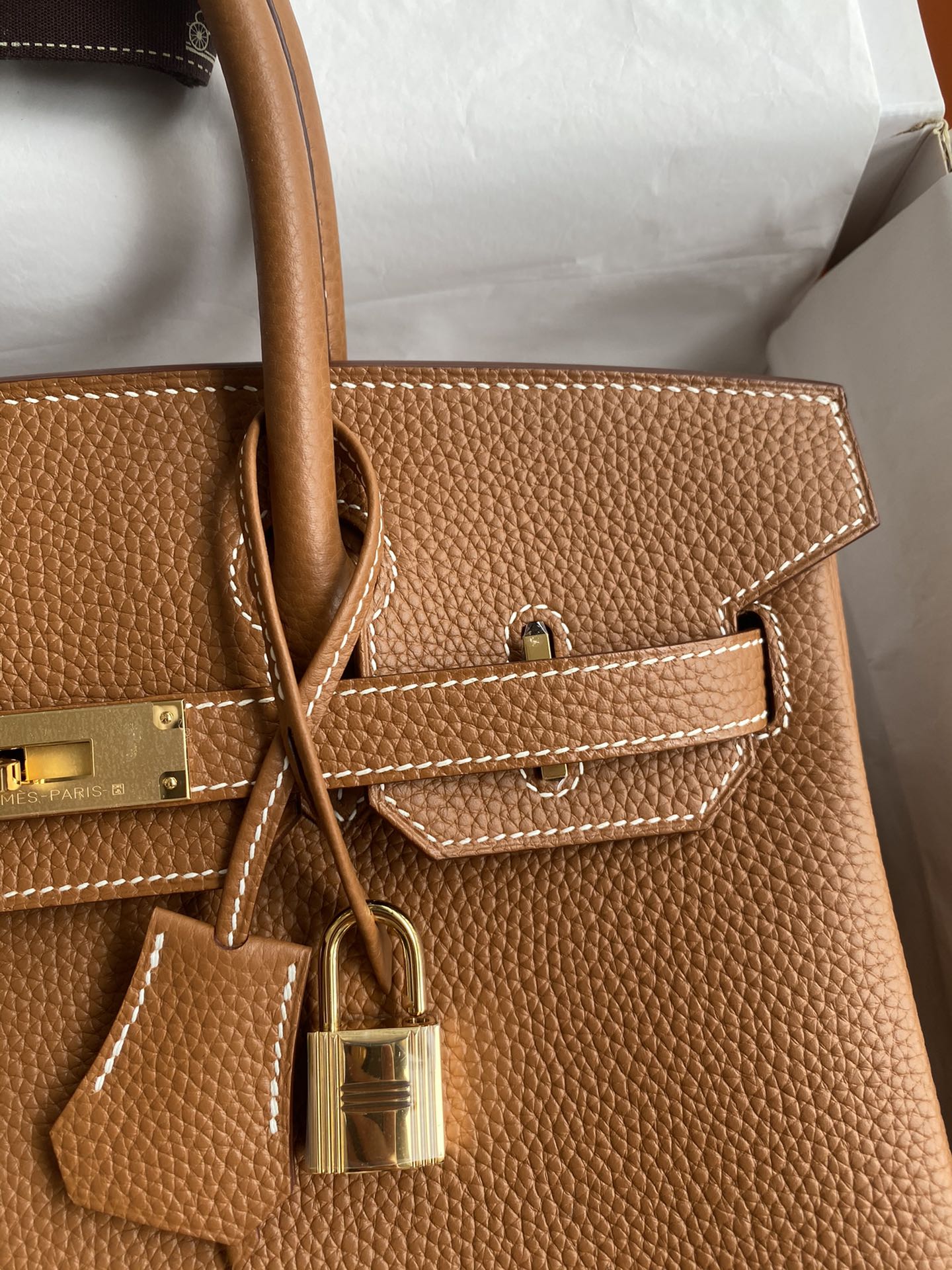 Picture[3]-Hand-stitched👉Birkin 30cm Imported Togo Leather Gold Brown Gold Buckle-High Fake Bags
