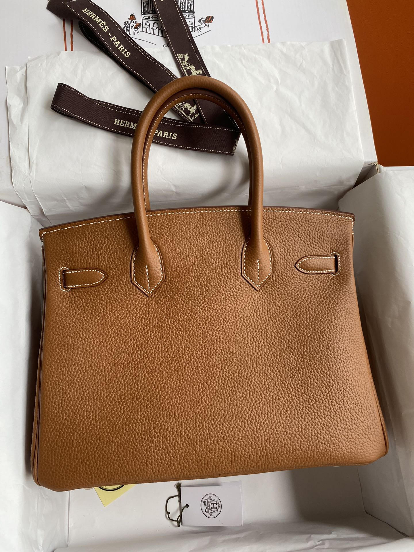Picture[2]-Hand-stitched 👉Birkin 30cm Imported Togo Leather Gold Brown Gold Buckle-High Fake Bags