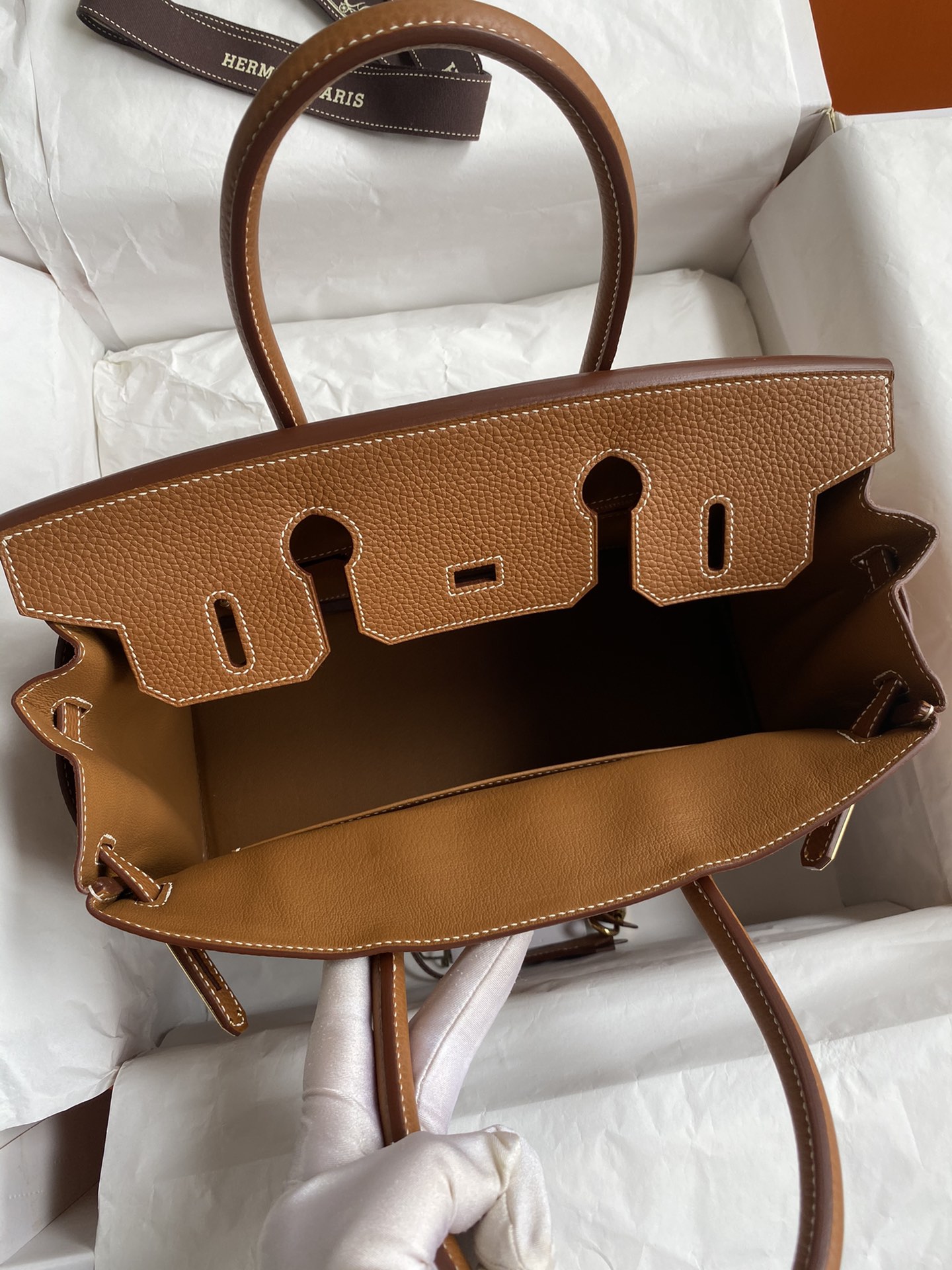 Picture [7]-Hand-stitched 👉Birkin 30cm Imported Togo Leather Gold Brown Gold Buckle-High Fake Bags