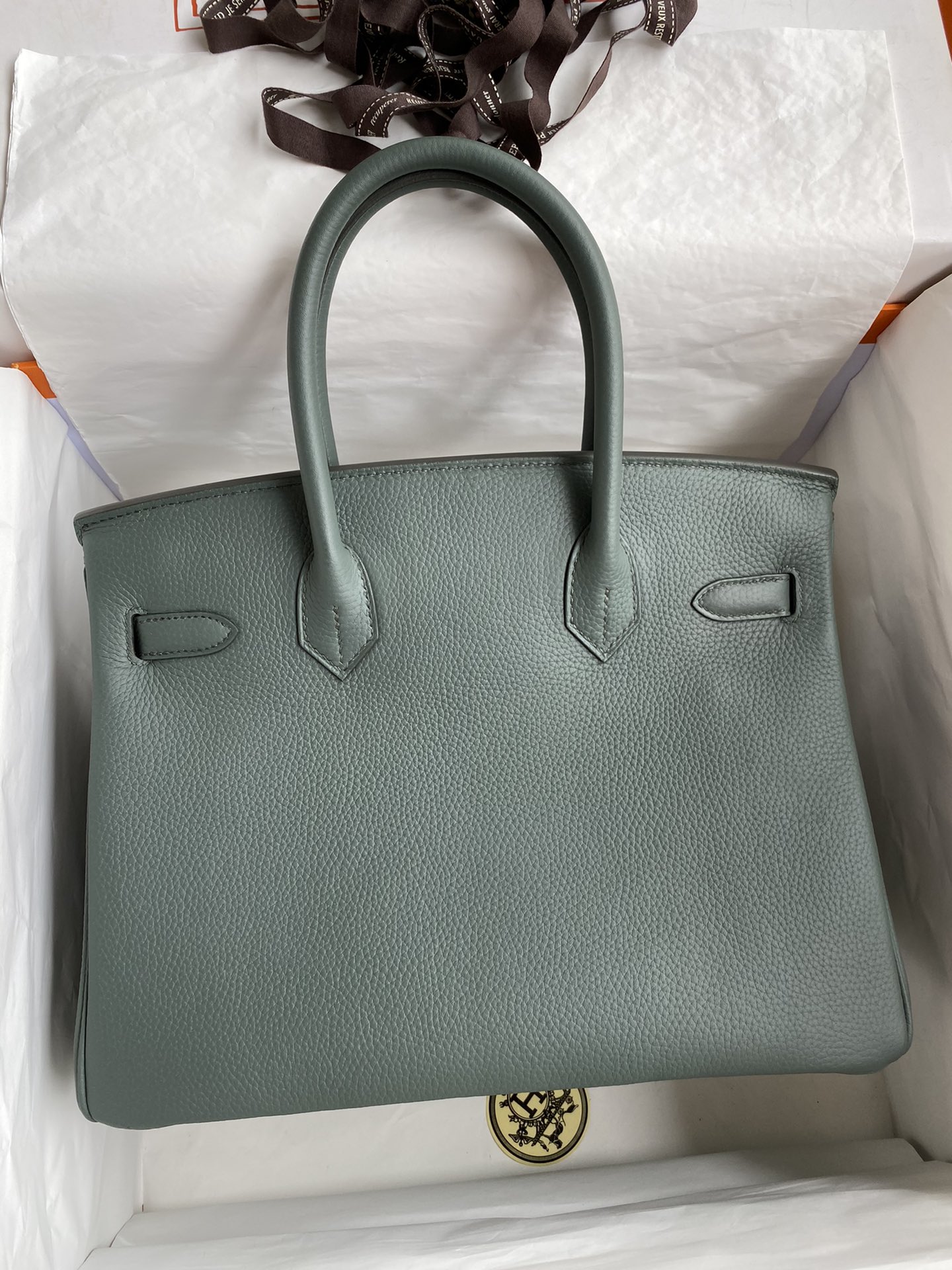Picture[2]-Hand-stitched 👉Birkin 30cm Imported Togo Leather Almond Green Gold Buckle-High Fake Bags