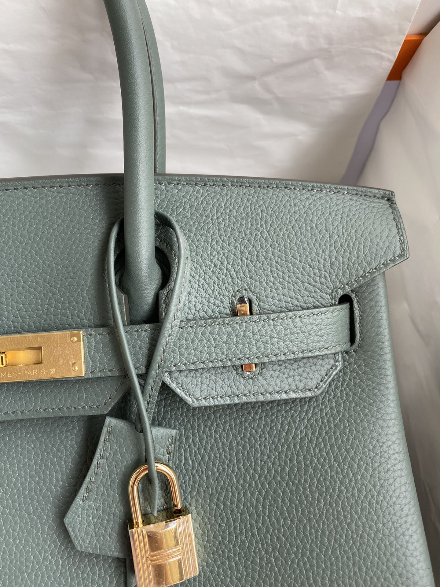 Picture [3]-Hand-stitched 👉Birkin 30cm Imported Togo Leather Almond Green Gold Buckle-High Fake Bags